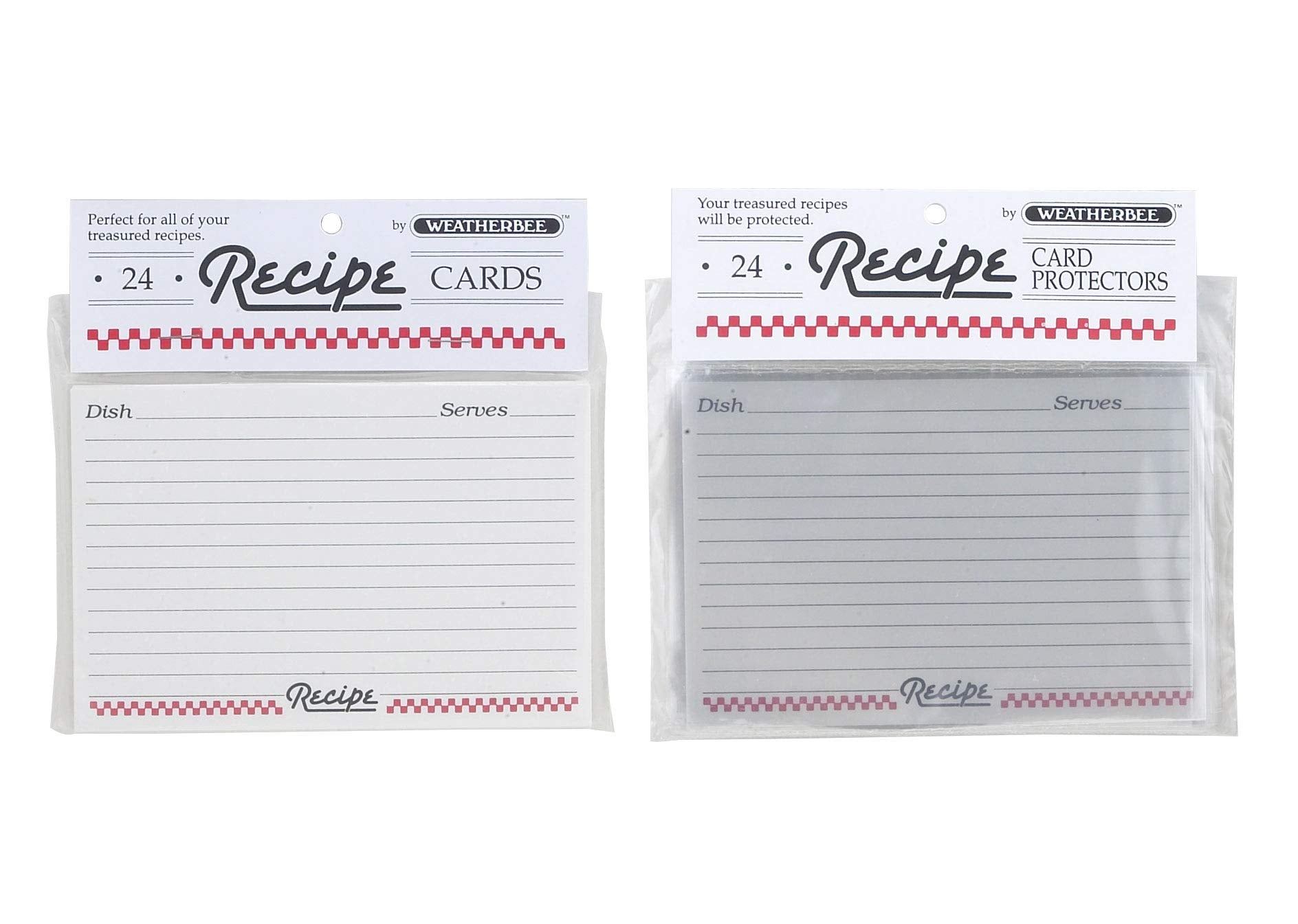 Weatherbee Bun00692 Recipe Protectors Set, 4 X 6-Inches, Made In America, Includes 24 Cards And Sleeves, 4 X 6, Set Of 2, White