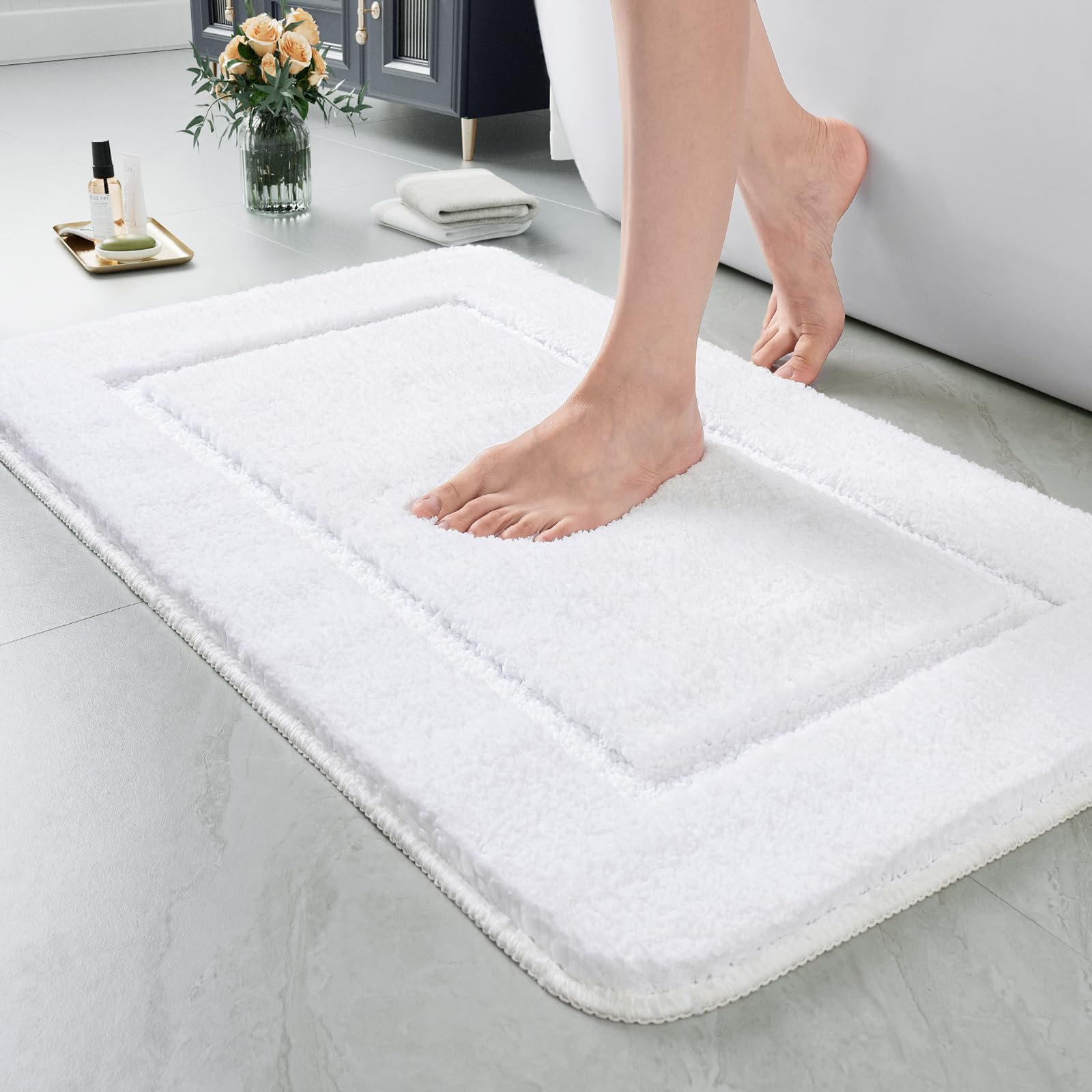 Lochas Luminous Non Slip Bathroom Rugs 32 X 20 Inch, Extra Soft And Comfy Bath Mats Rug, Absorbent Thick Microfiber Mat Carpets