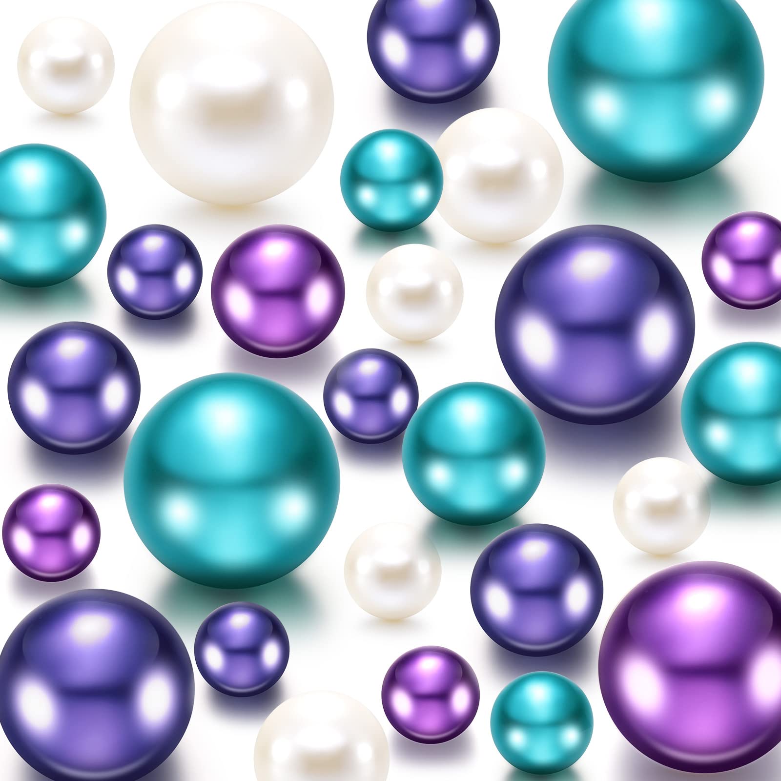 Jadive 200 Pieces Pearl Beads for Vase Filler Centerpieces, No Holes Pearl Makeup Beads for Valentine Wedding Home Brushes Holde