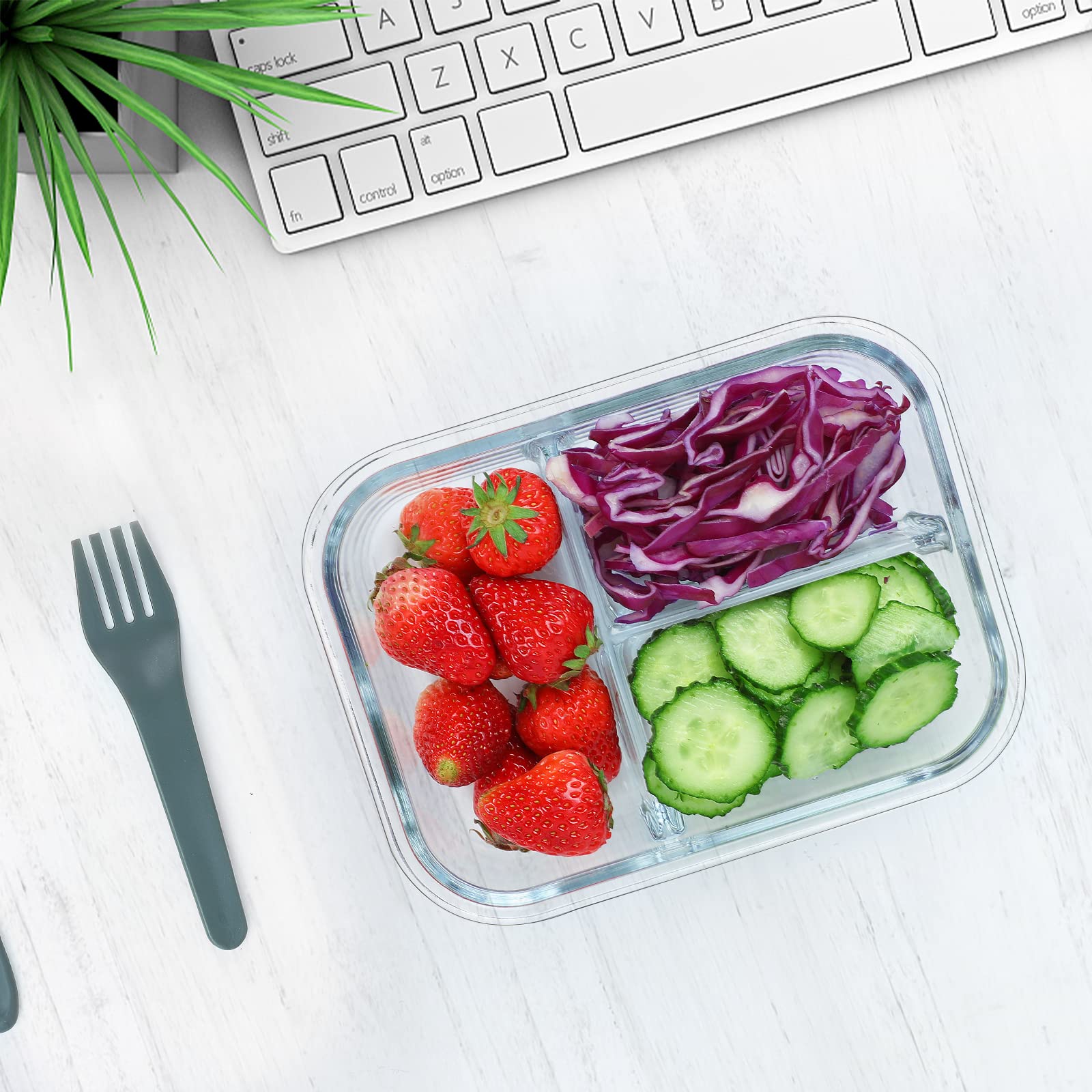 M Mcirco [5-Pack, 36 Oz] Glass Meal Prep Containers 3 Compartment With Lids, Glass Lunch Containers,Food Prep Lunch Box,Bento Bo