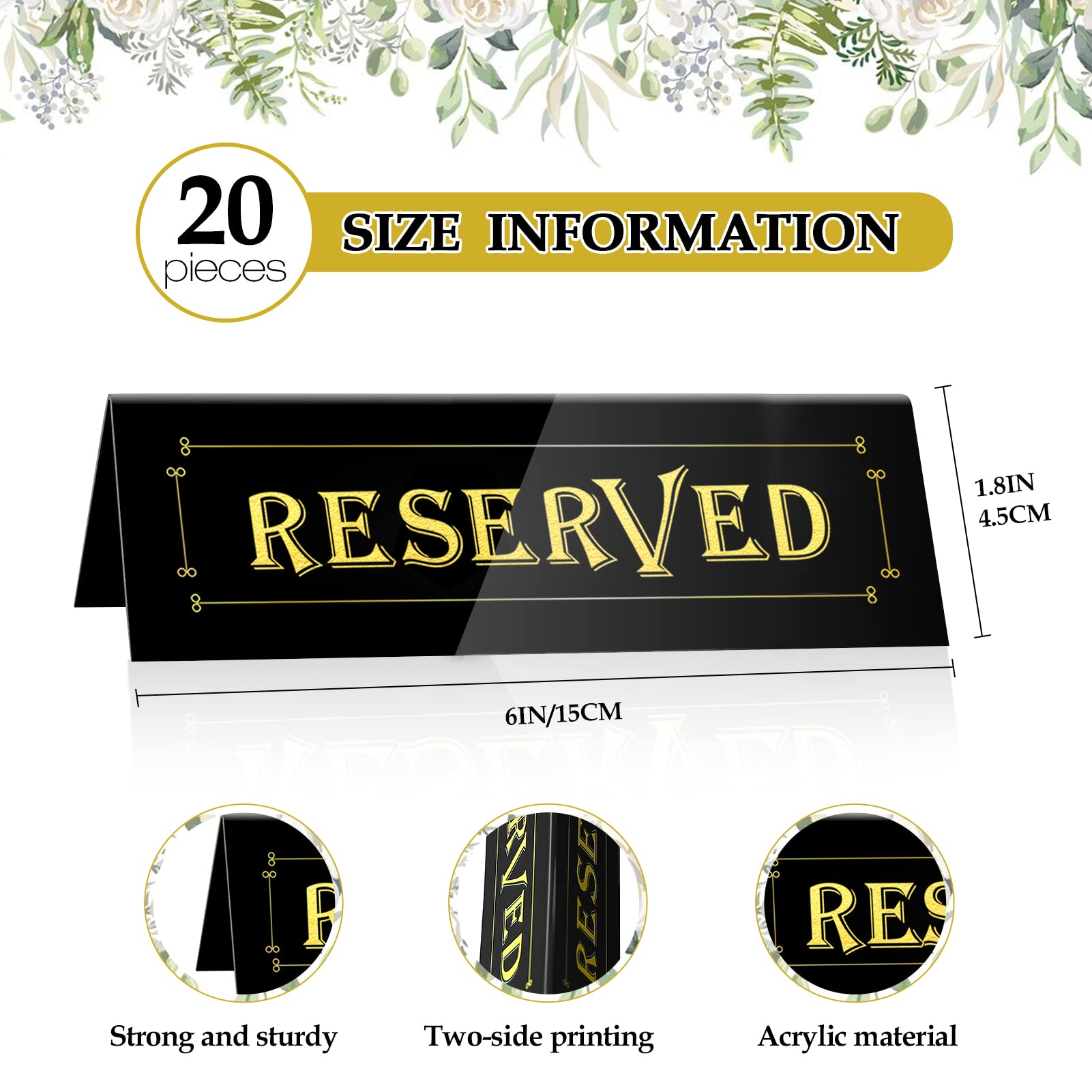Wathfkcu 20Pcs Reserved Table Signs Acrylic Reserved Table Tent Signs,Reservation Seat Signs For Wedding Restaurant Office Meeti