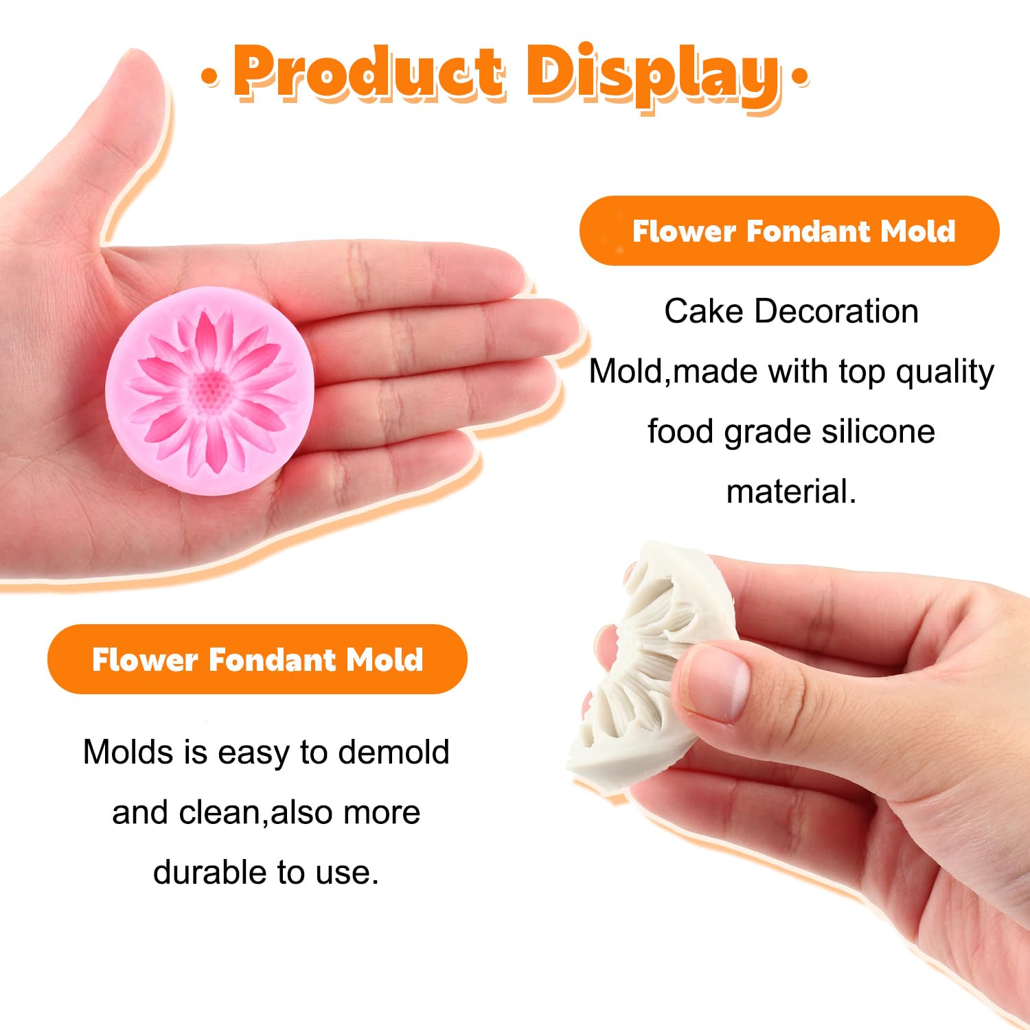 Rfghac Sunflower Silicone Molds Flower Fondant Mold For Cake Decorating Cupcake Topper Chocolate Candy Gum Paste Set Of 4