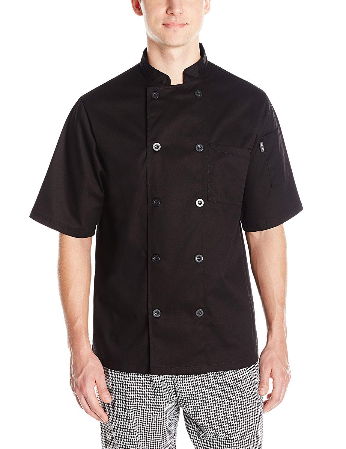Chef Code Mens Short Sleeve Unisex Classic Coat Chef S Jacket, Black, 4X-Large Us