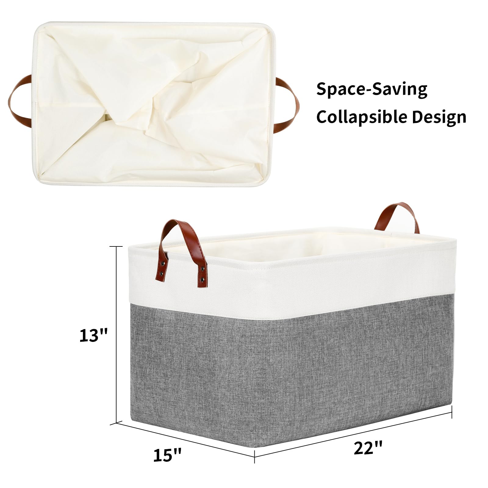 Dullemelo Extra Large Storage Basket For Organizing, 70L Oversized Storage Bin Foldable Canvas Fabric Blanket Basket, 22'' X 15'