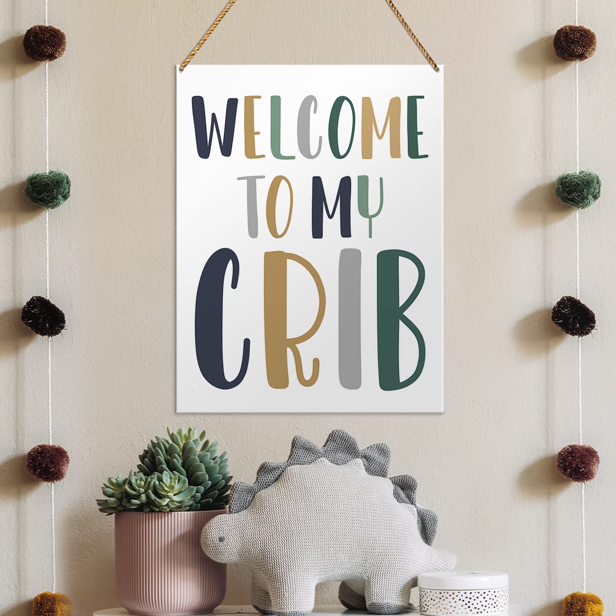 QVUXZ Wood Decorative Sign, Welcome to My Crib, Nursery Kids Son Room Playroom Decor, Size 7.87x10.23 inches, Gift for Newborn B
