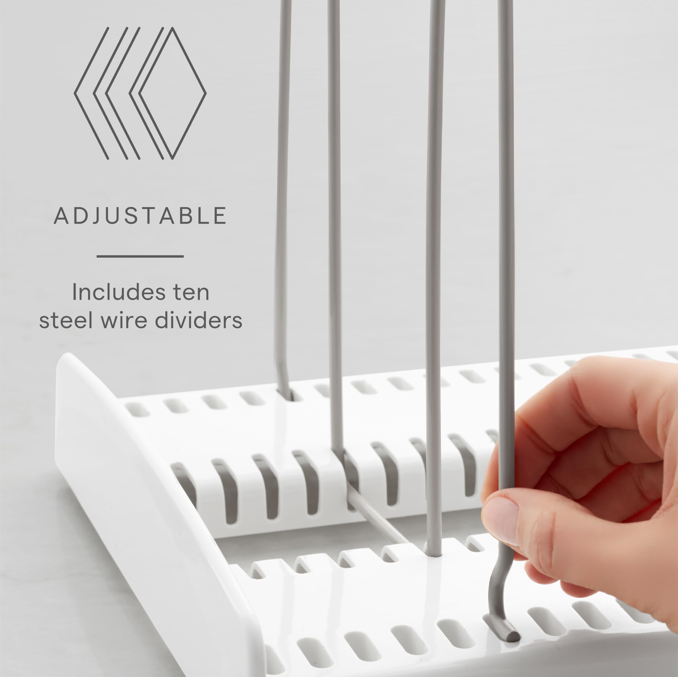 Youcopia Storemore Expandable Cookware Rack Adjustable Pan Organizer For Kitchen Cabinet Storage, White