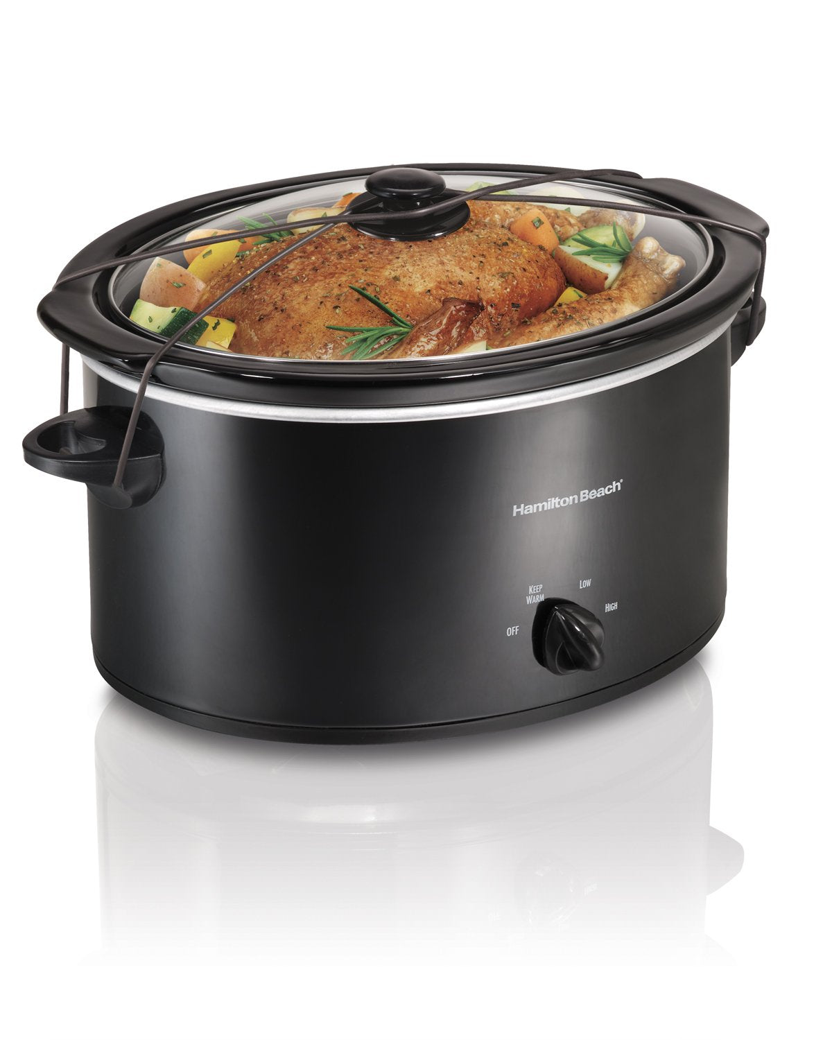 Hamilton Beach Portable 5-Quart Slow Cooker With Lid Latch Strap For Easy Transport, Dishwasher-Safe Crock, Black (33256)