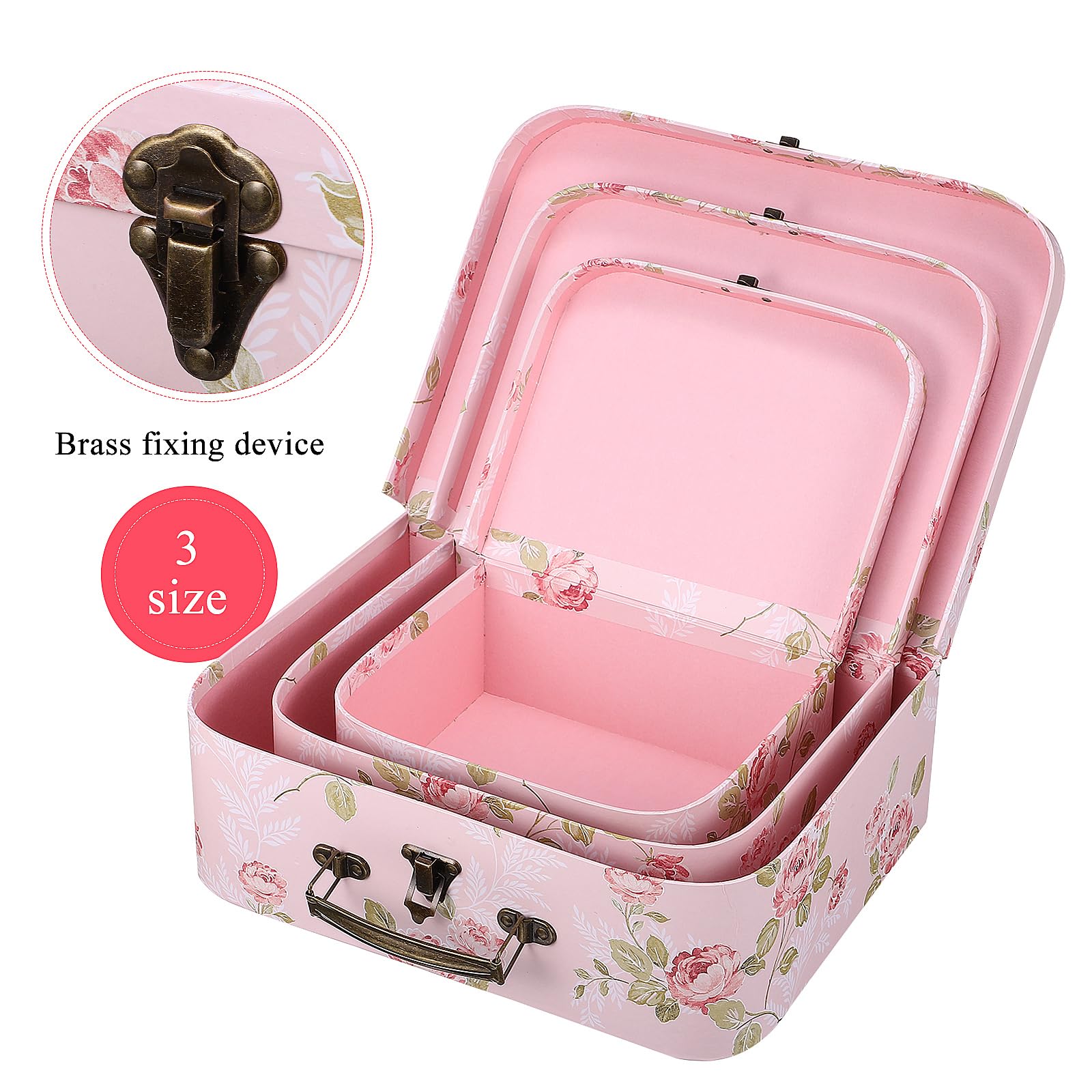 3Pcs Paperboard Suitcases Set of 3 Print Doll Clothes Storage Decorative present Box Small Party Favor Boxes for Wedding Bridal