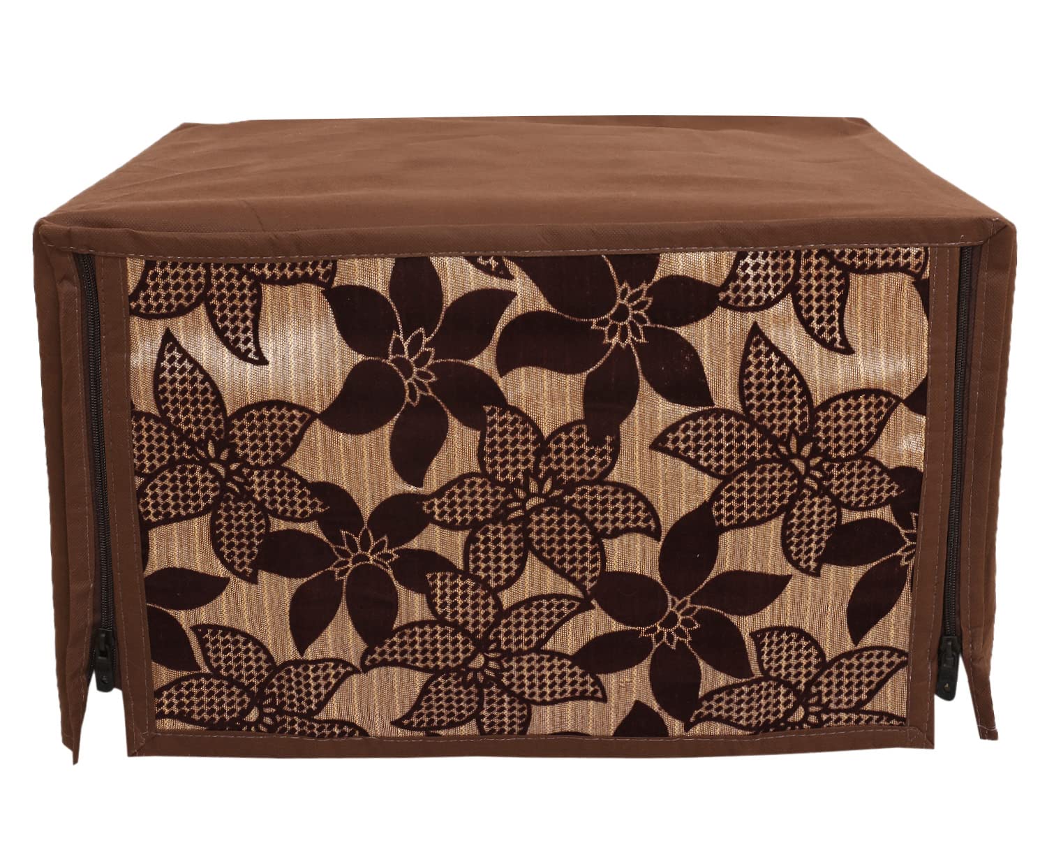Kuber Industries Velvet Flower Printed Microwave Oven Cover,23 Ltr. (Brown)-Hs43Kubmart26059,Standard,Hs43Kubmart026059