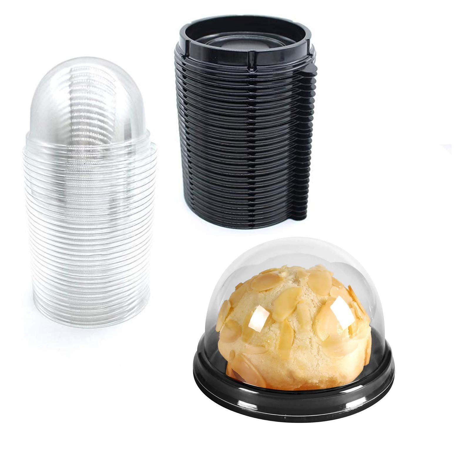 Clear Plastic Mini Cupcake Container, Mini Cupcake Boxes Mooncake Boxes Muffin Pod Clear Deep Dome,Plastic Disposable Stackable