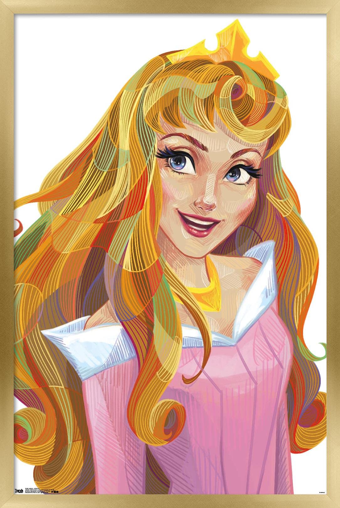 Trends International Disney Sleeping Beauty - Aurora - Stylized Wall Poster, 14.725'' X 22.375'', Gold Framed Version
