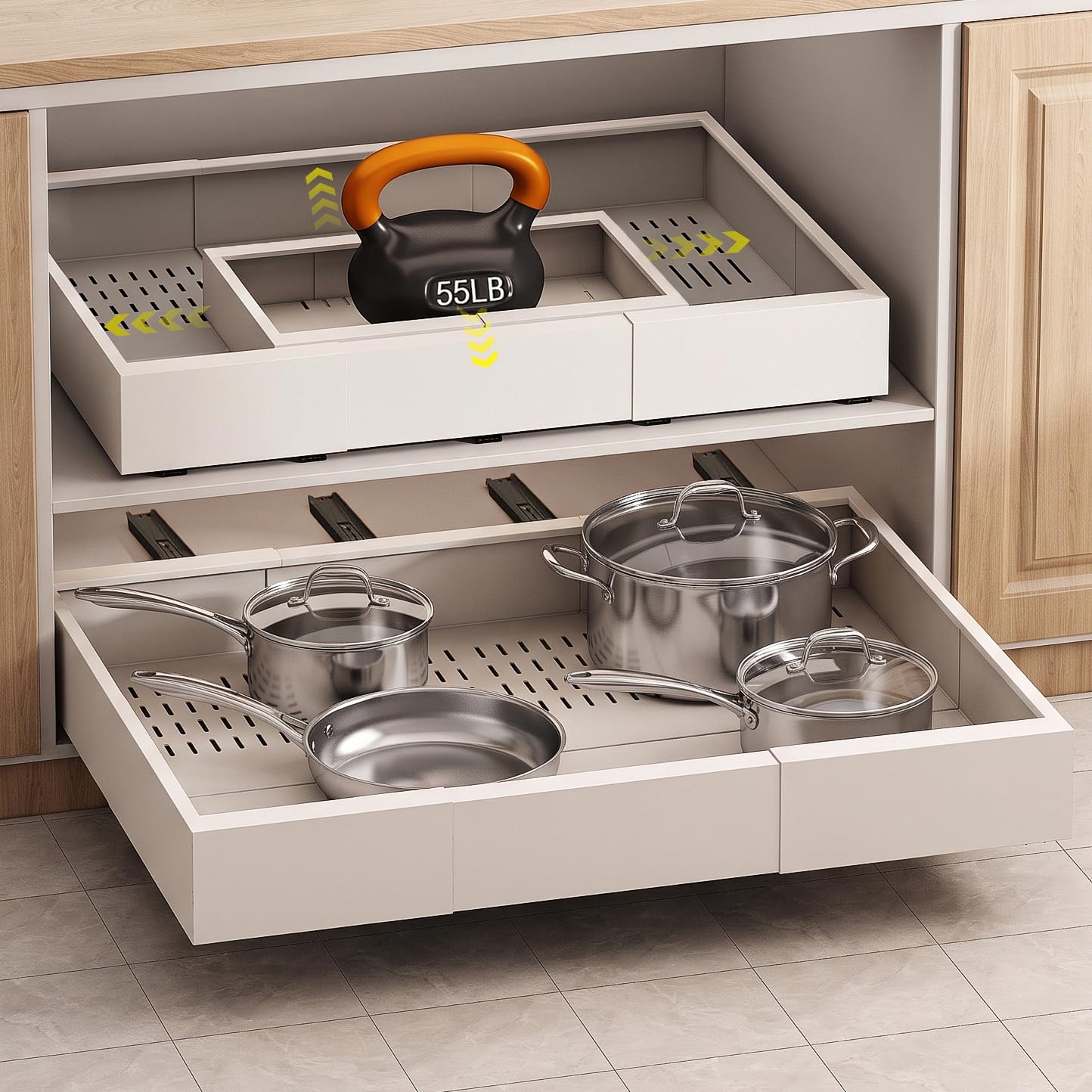 Fokyfok Pull out Cabinet Organizer,Expandable,No Drill,Heavy Duty,Kitchen