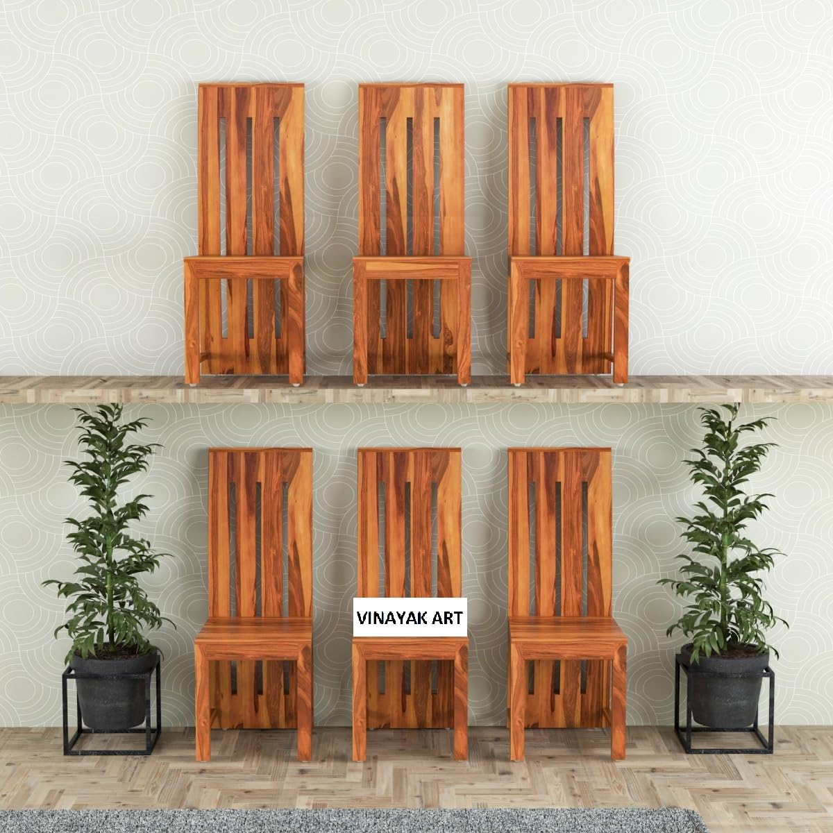 Vinayak Art Place Solid Sheesham Wood Dining Chairs Only | Wooden Set Of 6 Dinning Chair For Kitchen & Dining Room | Rosewood, H