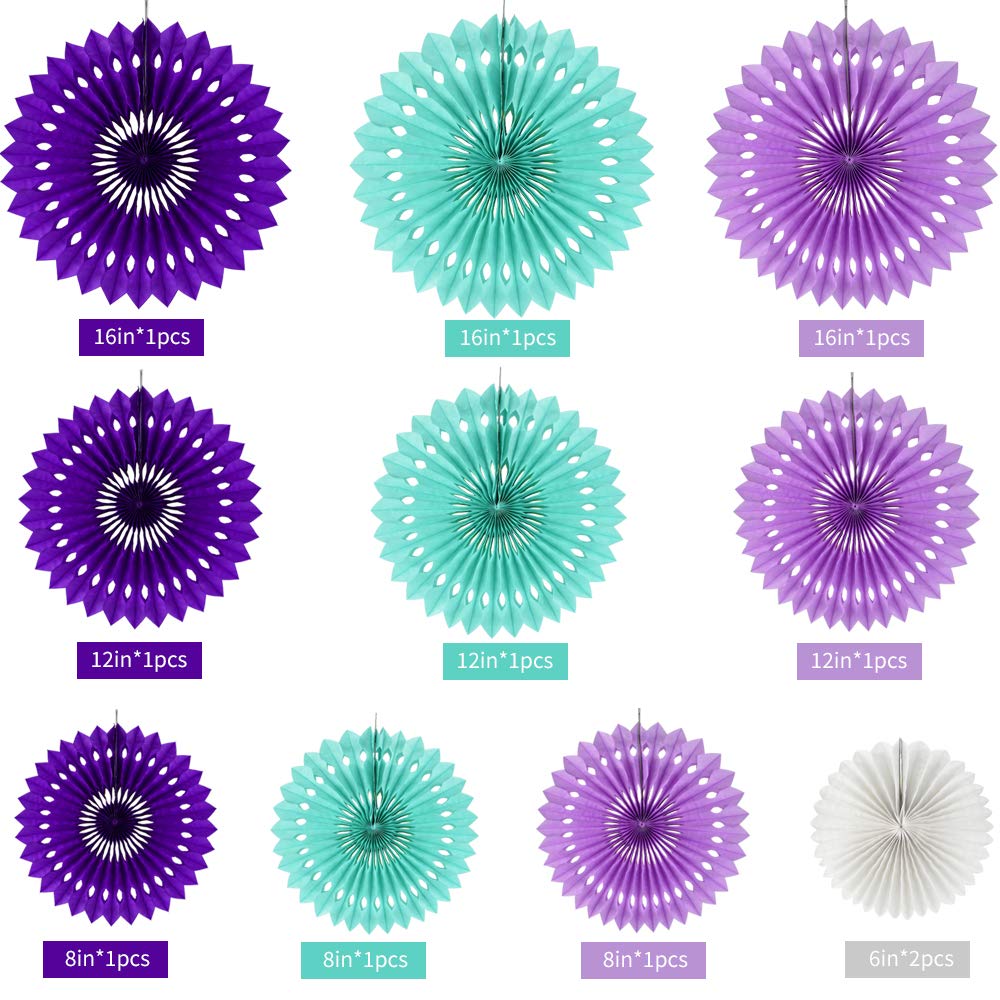 Beishida Purple Lavender Blue Hanging Honeycomb Round Paper Fans Decoration Kit Tissue Paper Fan Garland For Baby Shower Girl Ki