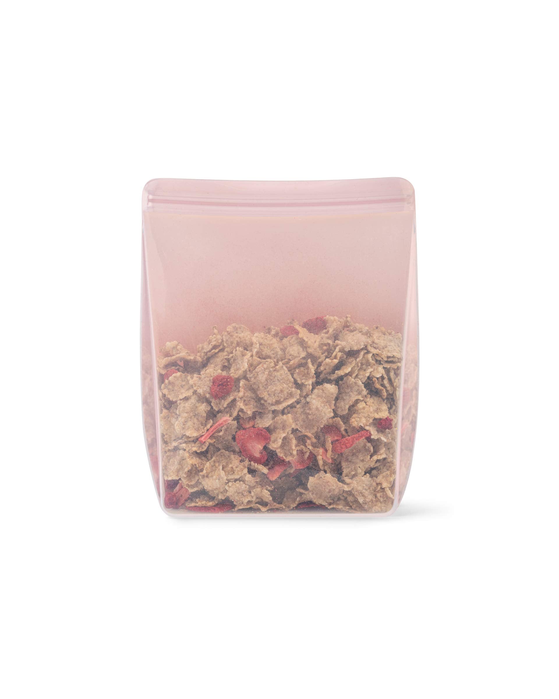 W&P Porter Silicone Reusable Storage Bag, Sandwich (50Oz Stand-Up), Blush, Food Storage Container, Microwave And Dishwasher Safe