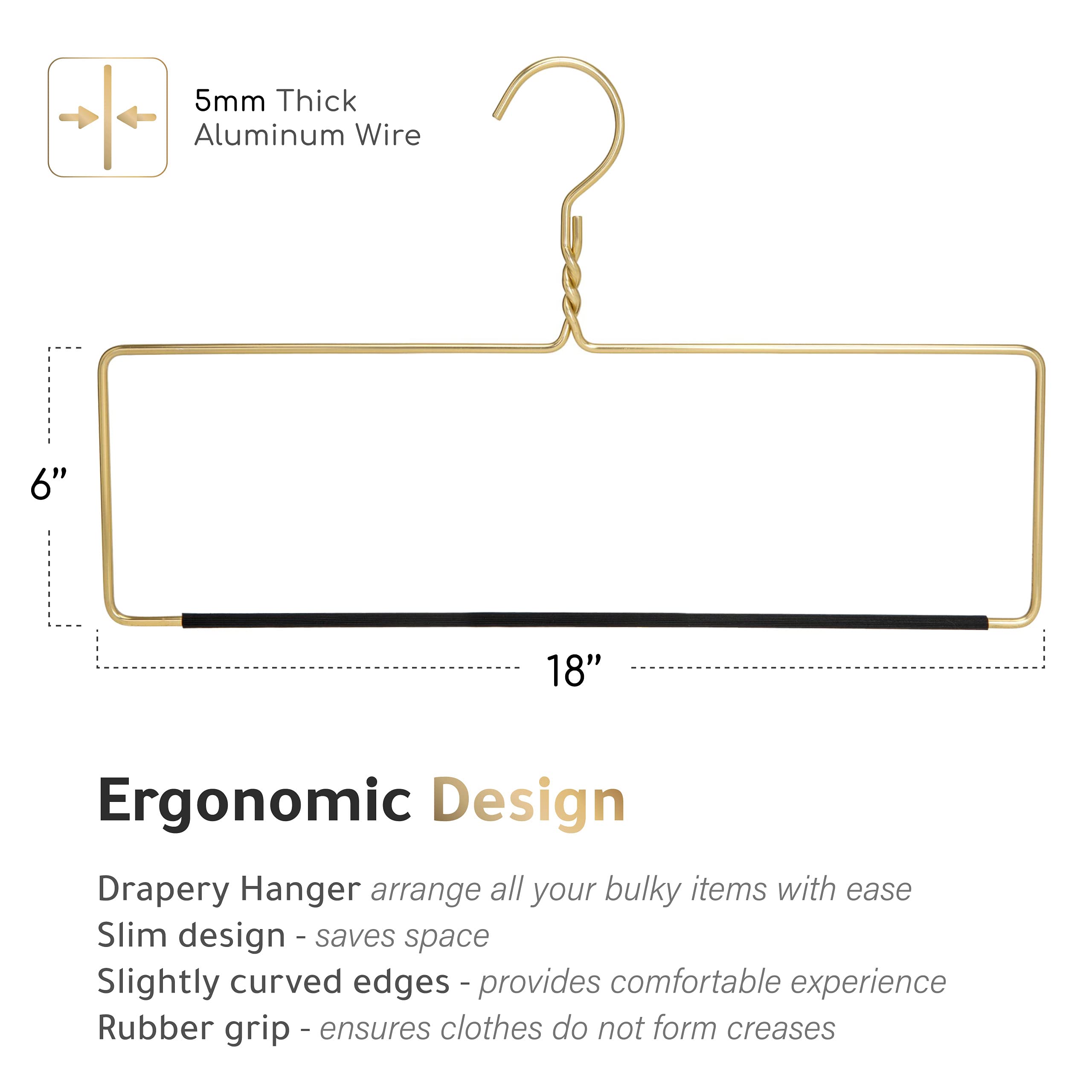 Quality Hangers Heavy Duty Blanket Hanger, Nonslip Storage Solution, Small, Gold, Model AL50-GL