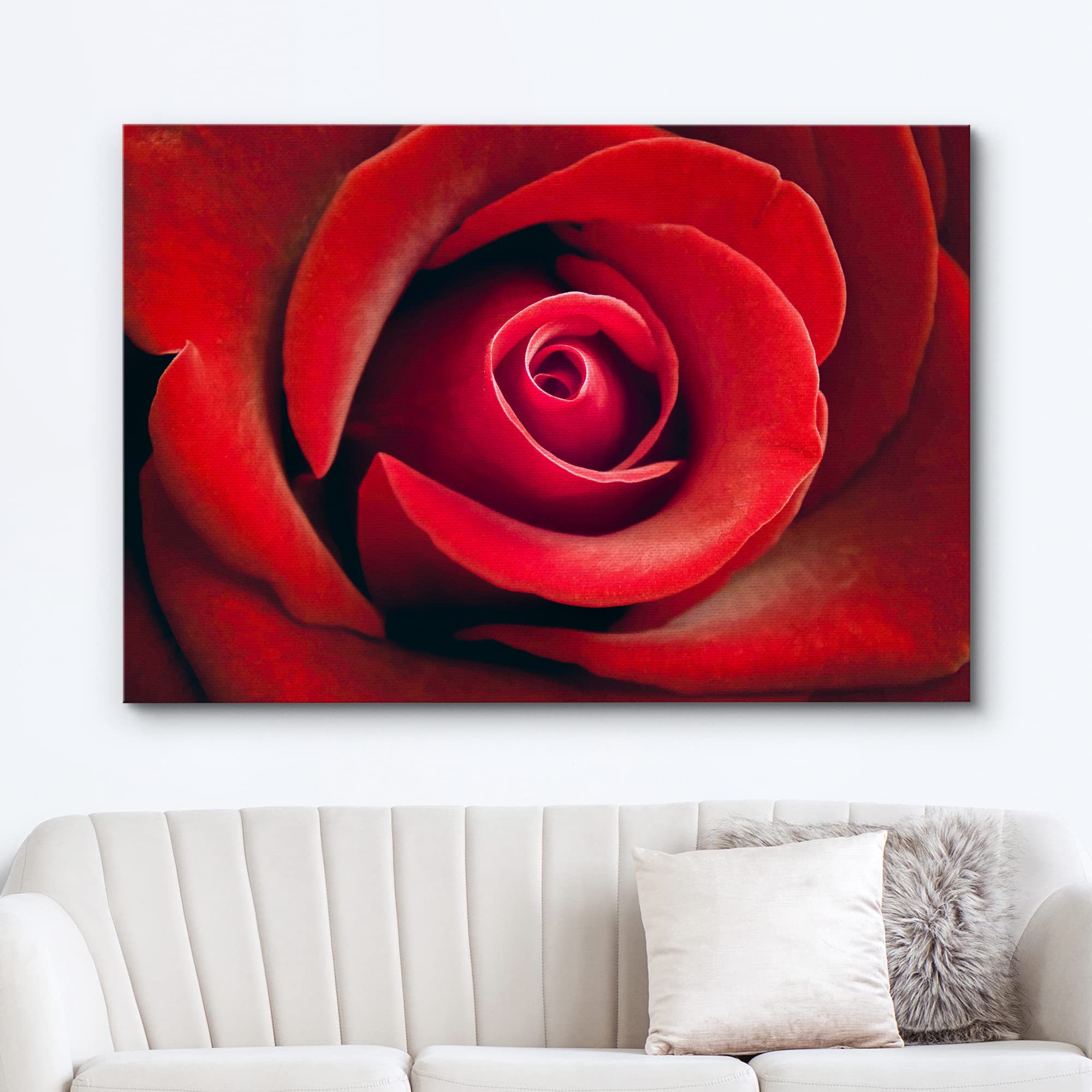 Wall26 Canvas Print Wall Art Close Up Detail Red Romantic Rose Flower Nature Floral Photography Realism Botanical Wilderness Zen
