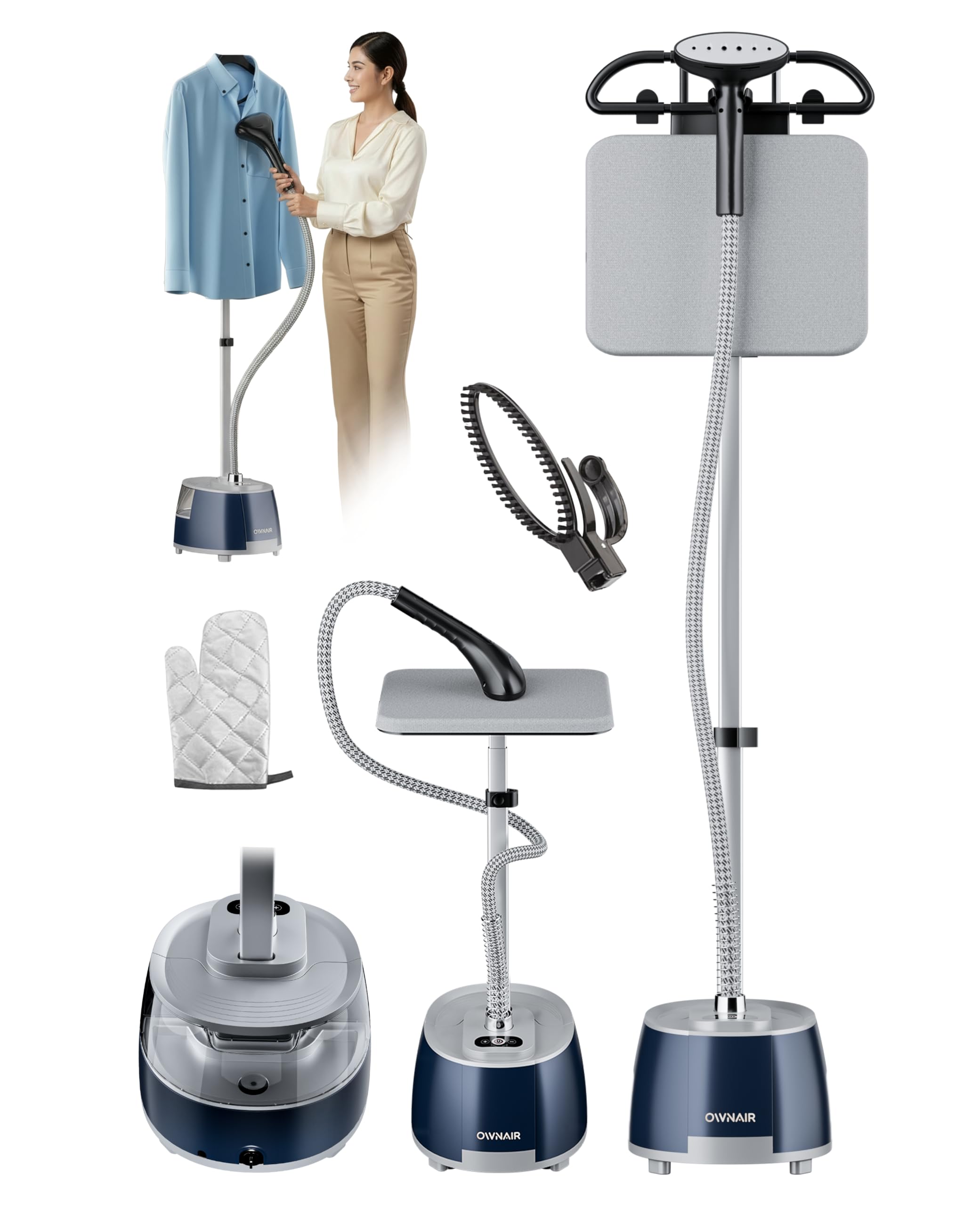 Ownair Standing Iron Steamer For Clothes, Vertical Standing Garment Steamer, 2.1L Water Tank, 35 G/Min, 10 Heat Modes, 2000 Watt