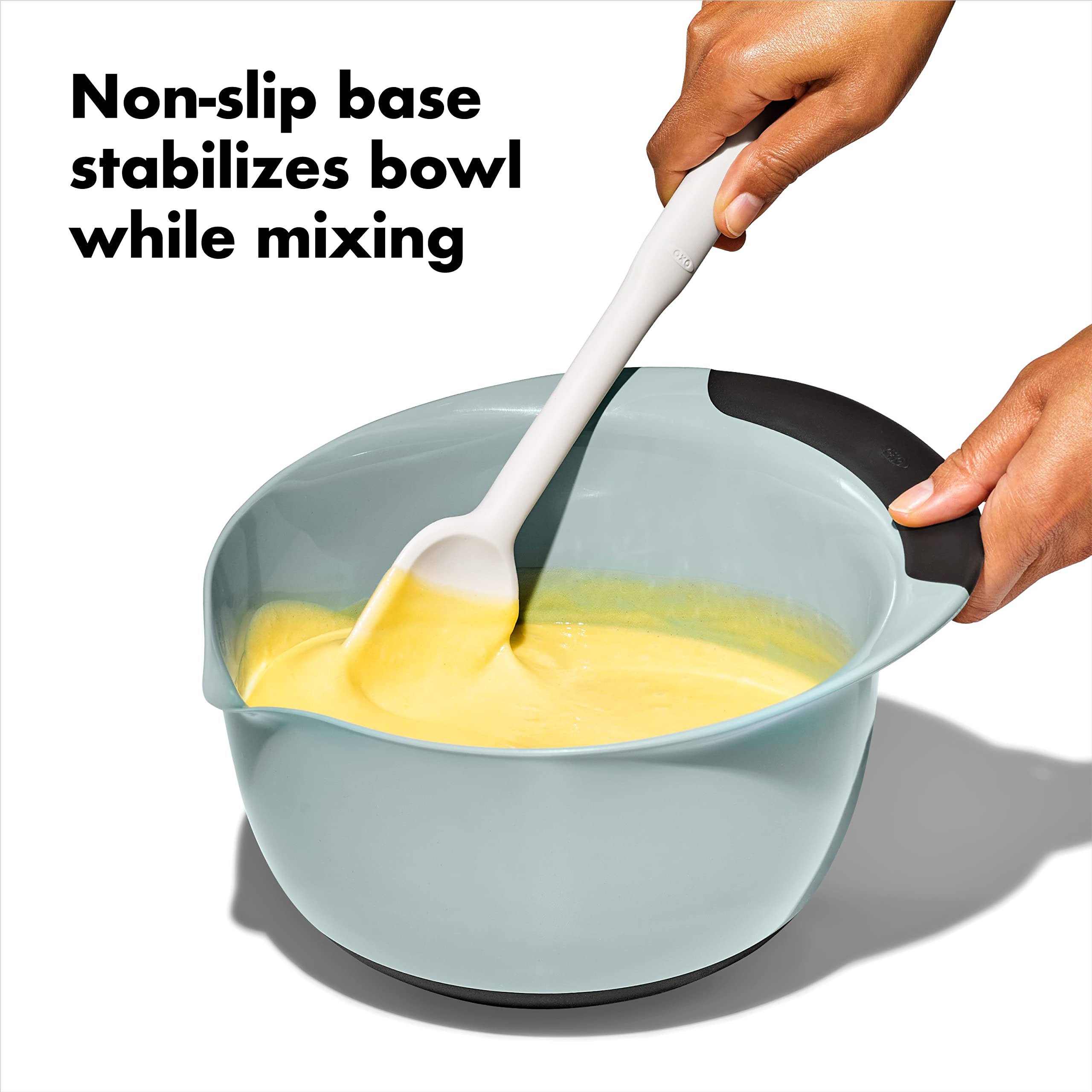 OXO Good Grips 3-Piece Mixing Bowl Set - Plastic, Small/Medium/Large, Cadet Blue/Tower Gray/Jade, Model 11323200