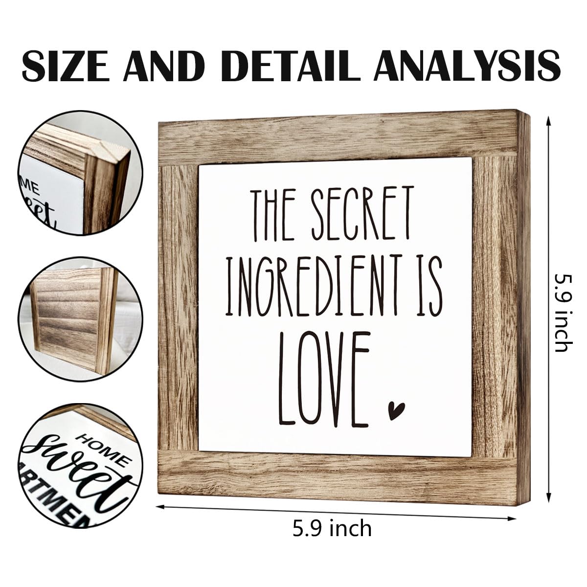 The Secret Ingredient Wooden Sign - Love Decor for Kitchen & Home, Warm Tabletop Gift