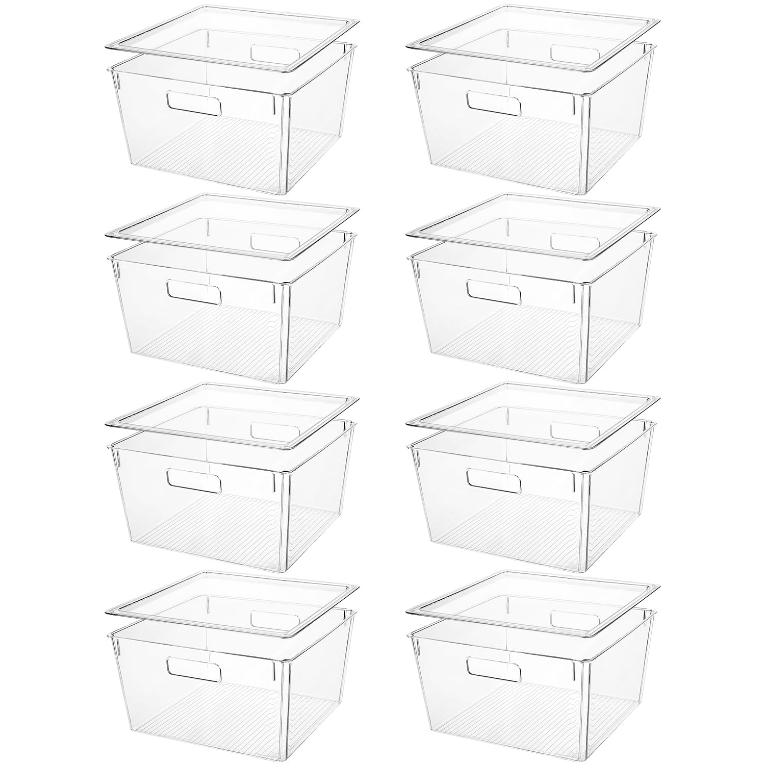 Clear Extra Large Plastic Stackable Storage Bins With Lids, Pantry Organizers And Storage Containers Fridge Organizer Bins Kitch