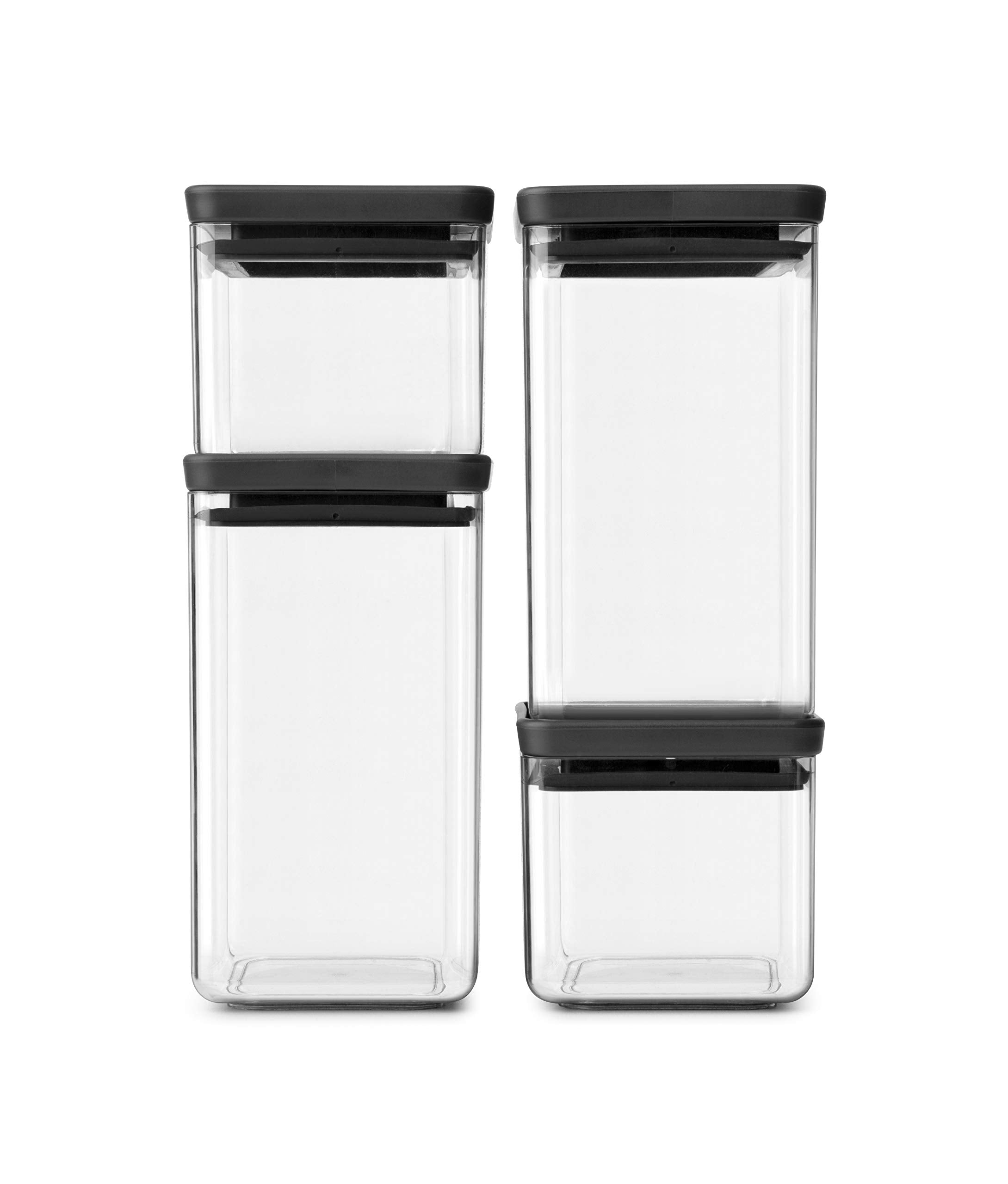 Brabantia Square Canister, Set Of 4, Tasty+ - Dark Grey