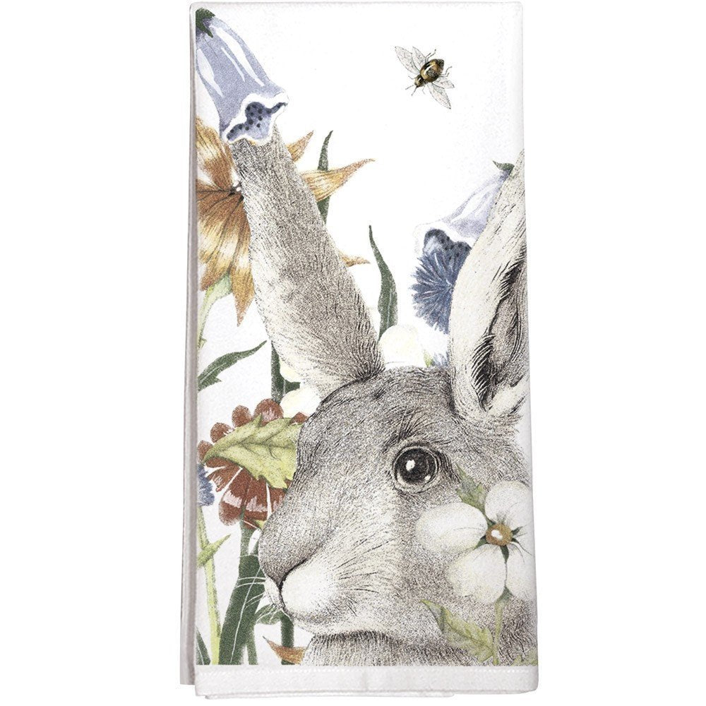 Montgomery Street Rabbit And Flowers Cotton Flour Sack Dish Towel