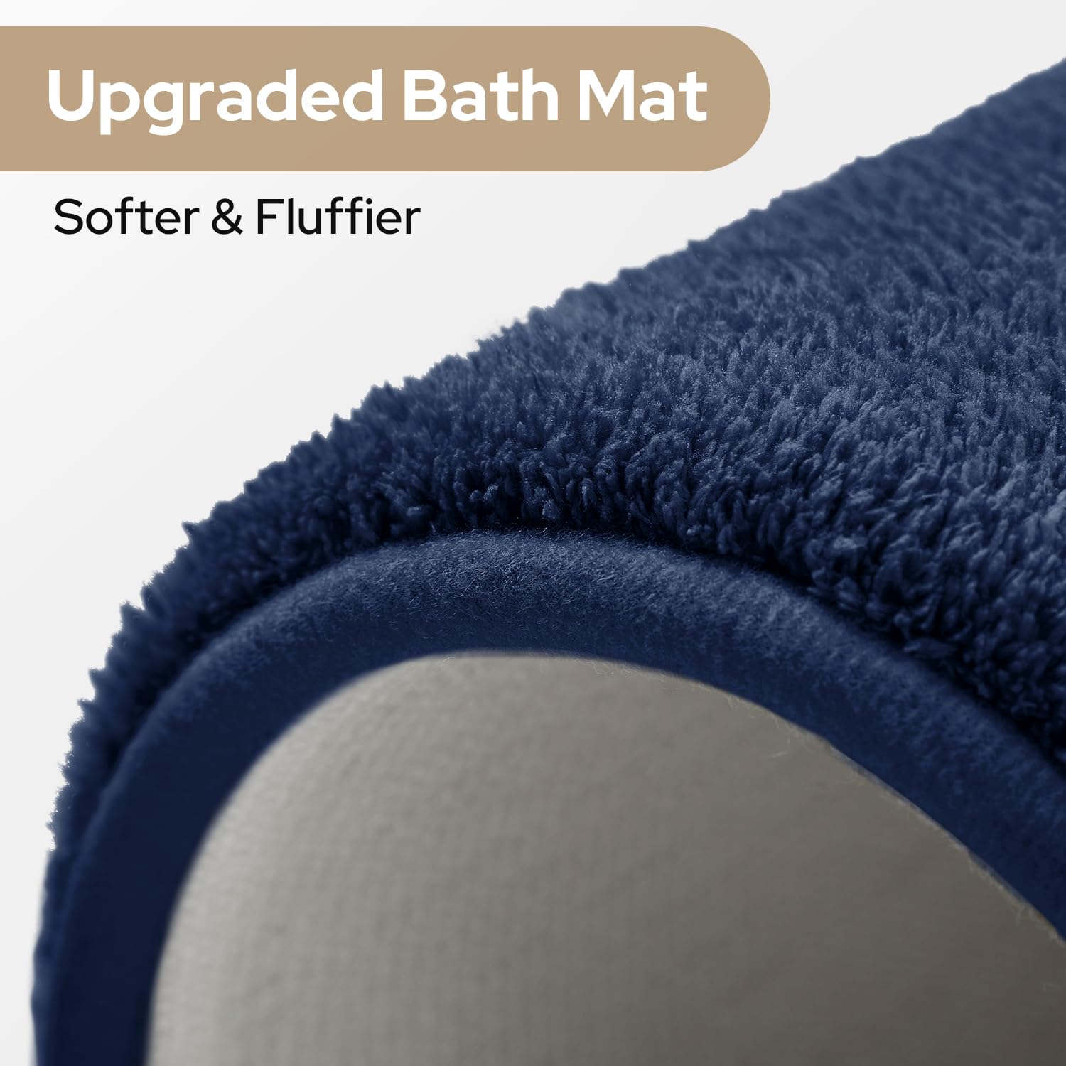 Homeideas Upgraded Bathroom Rugs Set 3 Piece, Extra Thick Absorbent Soft Memory Foam, Washable Toilet Bath Mat (Navy Blue,17''X2