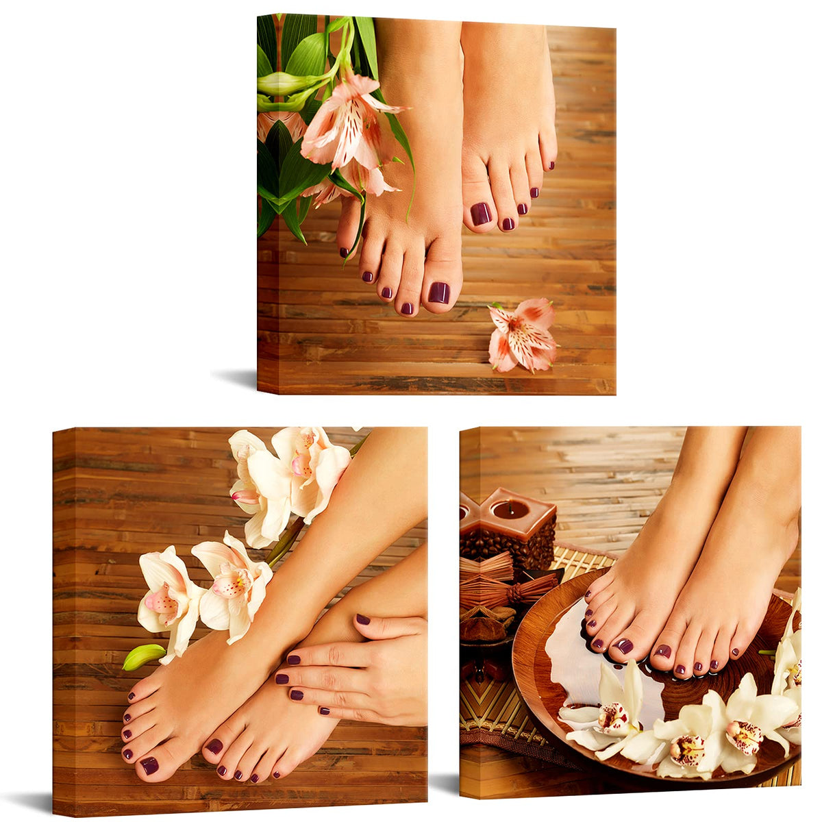 Nachic Wall 3 Piece Wall Art Hands Pedicure Spa Poster Beauty Fashion Woman Manicure Picture Painting On Canvas Modern Massage S