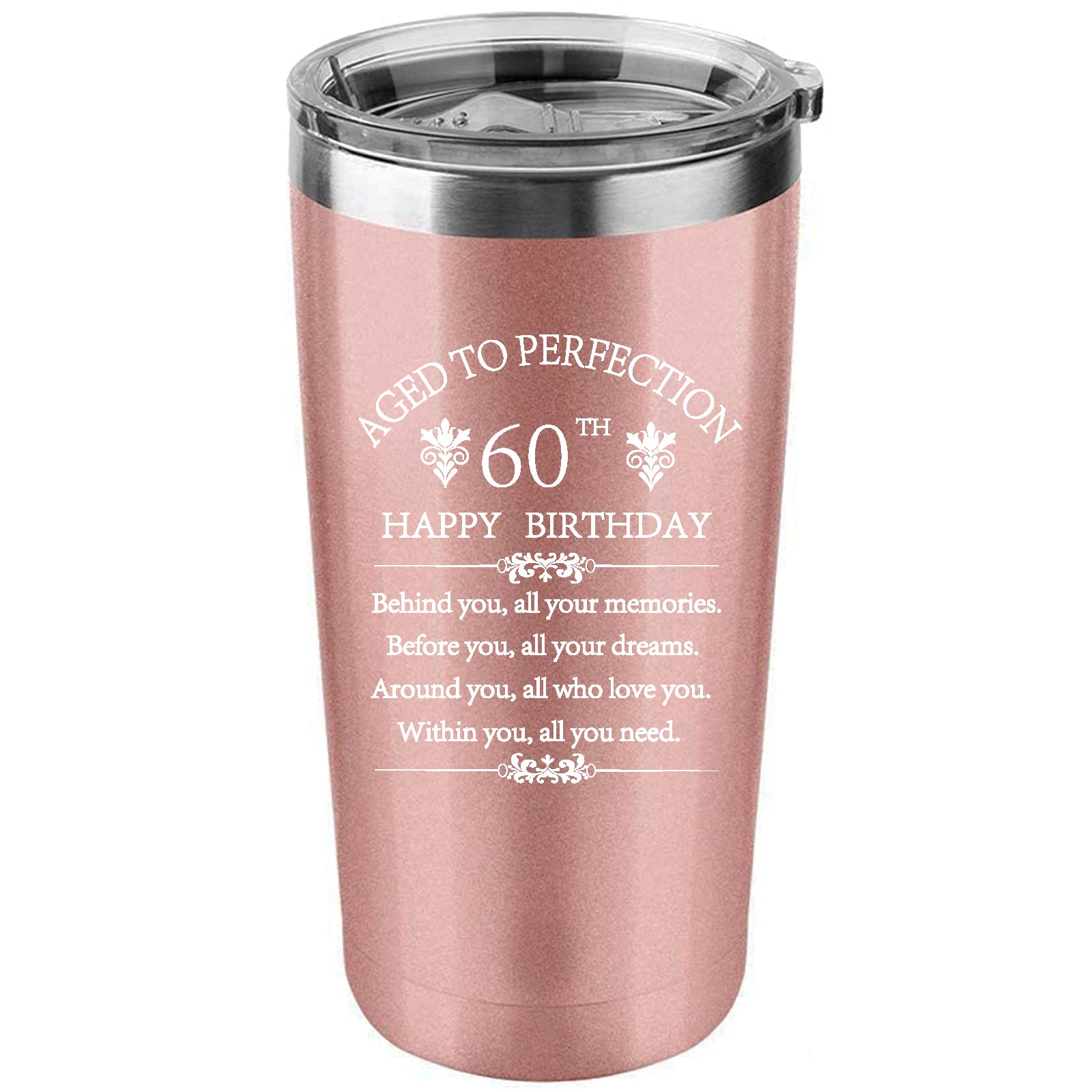 Cofoza 1963 Inspiration 60Th Birthday Gift For Man Woman 20 Ounce Double Wall Insulted Rose Gold Stainless Steel Tumbler 60 Year