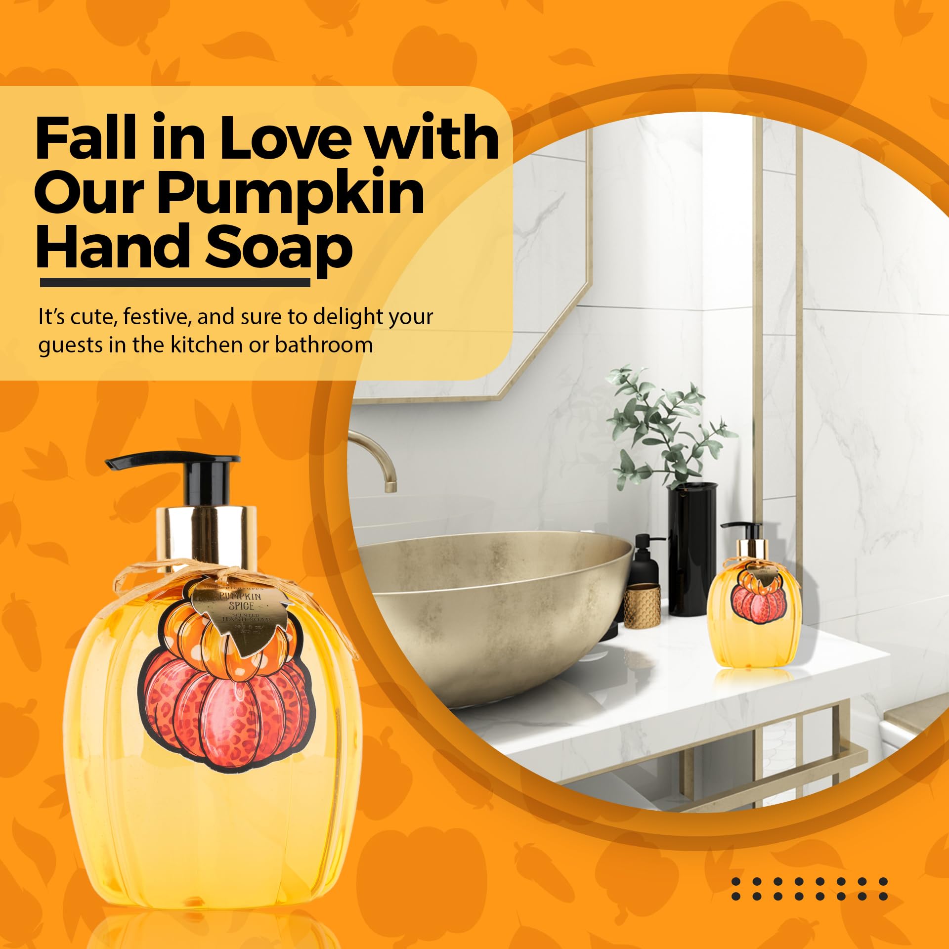 Novelty Decor Plastic Hand Soap Dispenser: Simple Pleasures Pumpkin Shaped Bottle With Scented Liquid Soap - Decorative Hand Pum