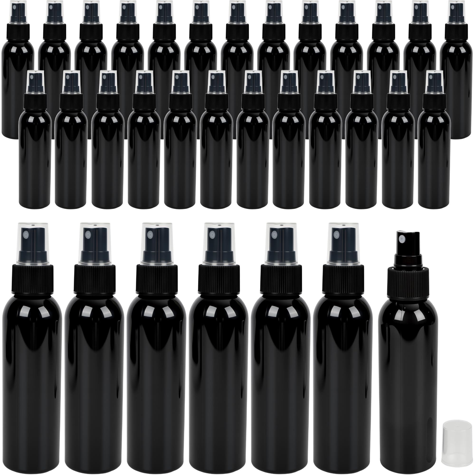 40 Pack Black Plastic Spray Bottles with Cap 4 oz Fine Mist Spray Bottles Refillable Portable Misters Travel Containers for Perf