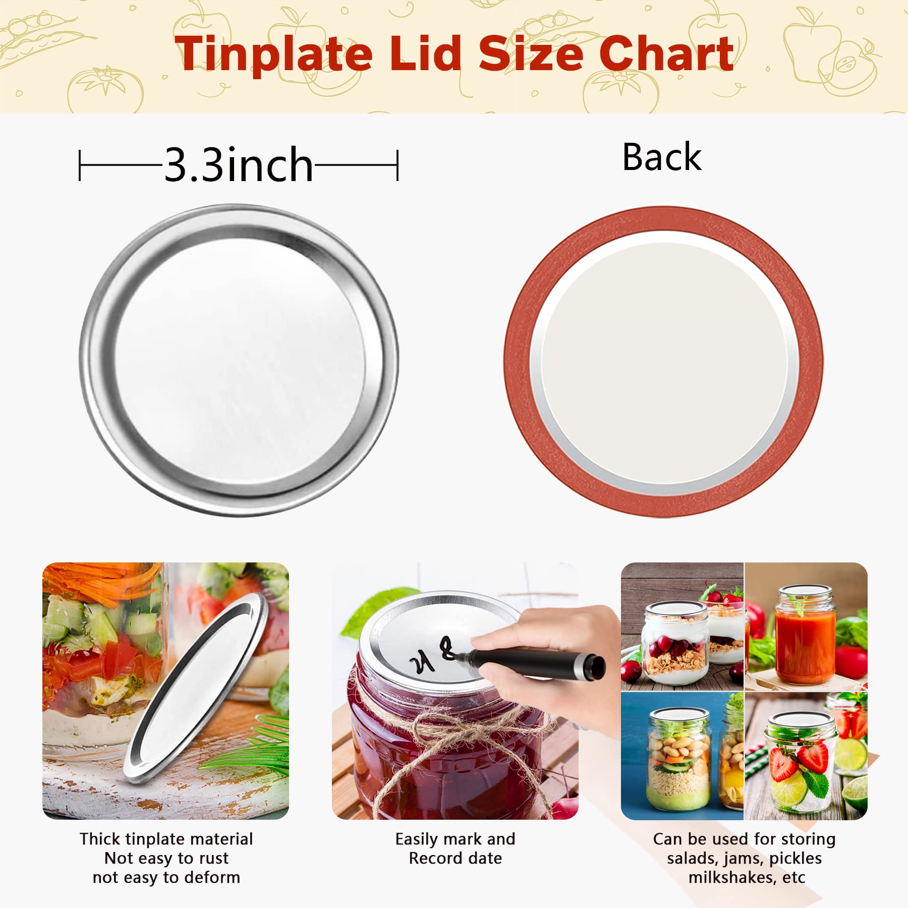 Wide Mouth Canning Lids 150 Pcs Split-Type Lids for Mason Jar Lids Wide Mouth Bulk Canning Jar Lids for Canning Food  Jams  Fruits  DIY Decorations-100% Airtight Wide Mouth Mason Jars(Silver/86MM)