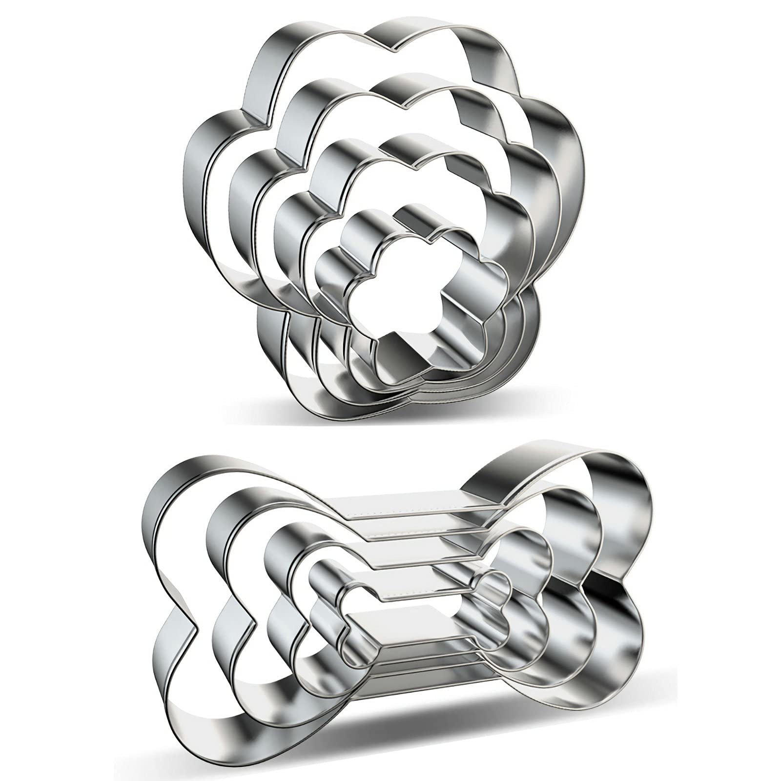 Dog Bone And Dog Paw Print Cookie Cutters Baking Set, Azflyife 8 Pieces Stainless Steel Metal Biscuit Cookie Mold For Homemade T