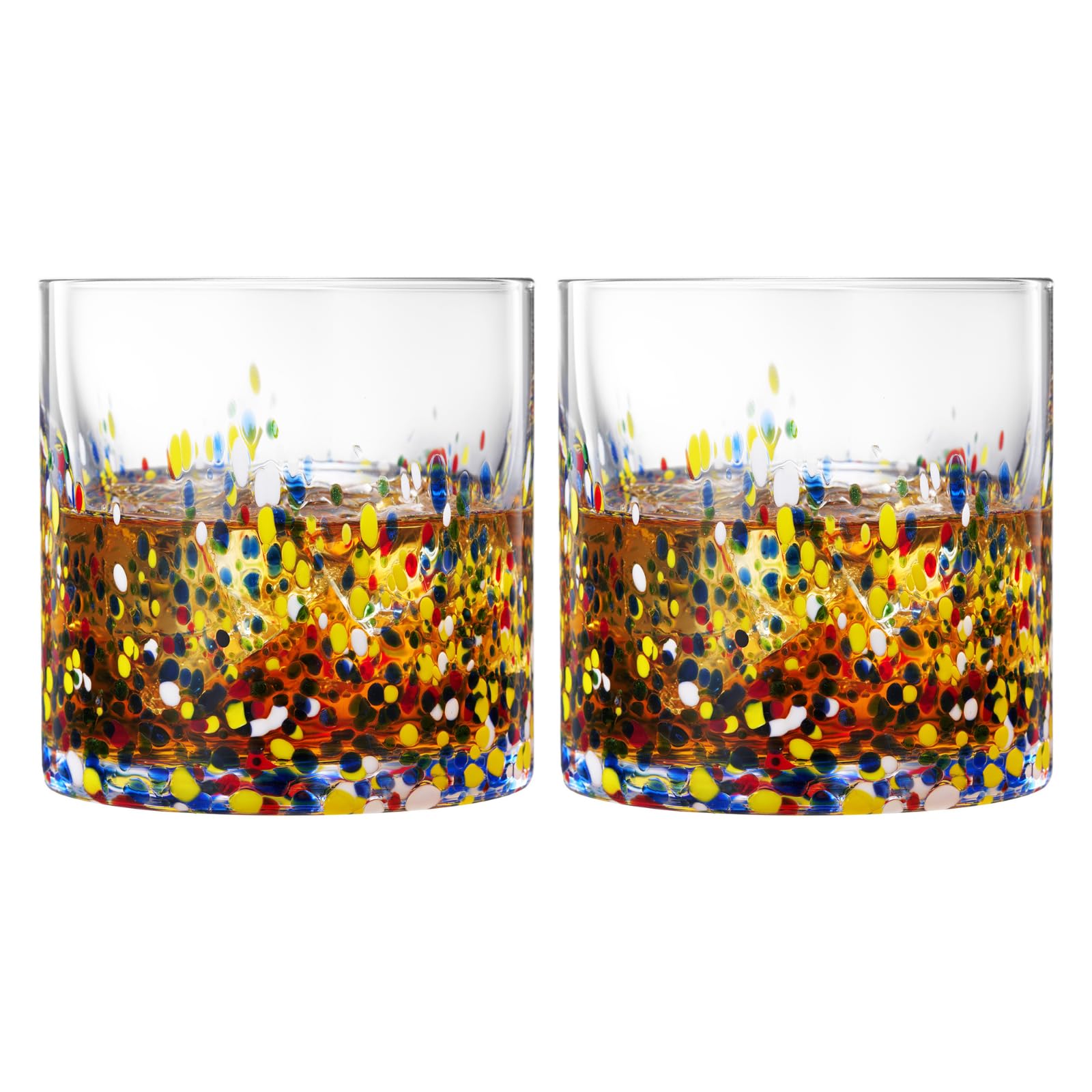 The Wine Savant Mexican Style Glass Hand Blown Colorful Artisan - Confetti Rock