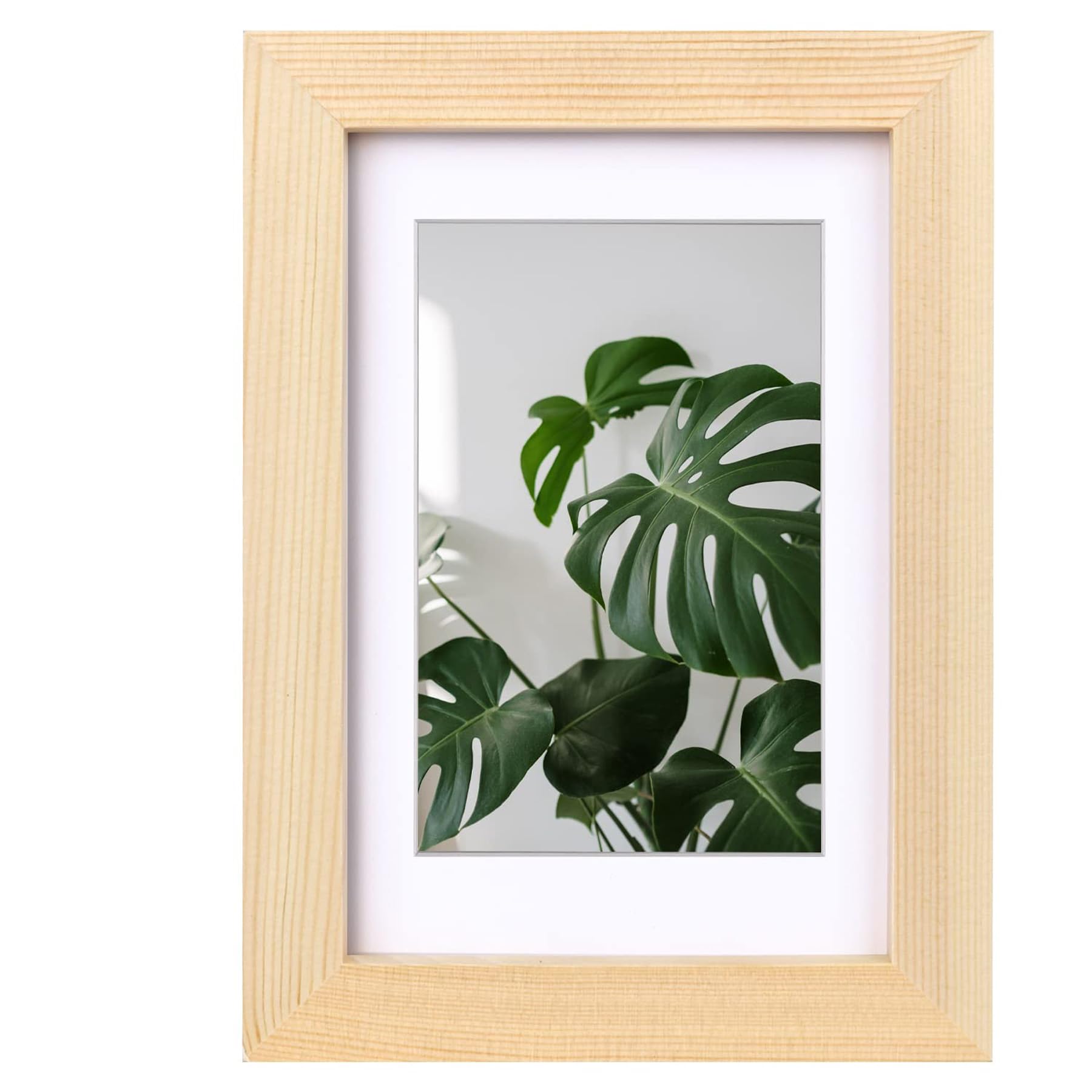 Egofine 4x6 Picture Frame Natural Wood Frame with Plexiglass, Display Pictures 3.5x5 with Mat or 4x6 Without Mat for Tabletop an