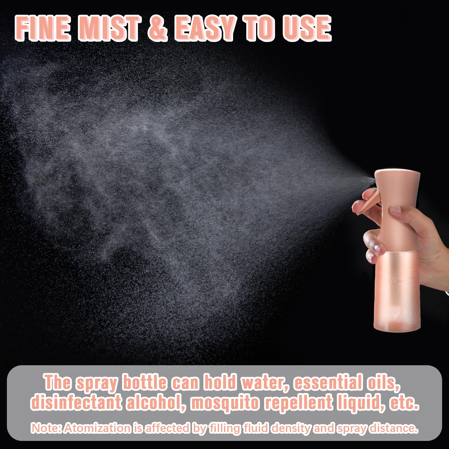 Apidgrowth Hair Spray Bottle, Fine Mist Refillable Spray Container,Ultra-Fine Continuous Spray Bottle For Skincare, Plant Care,