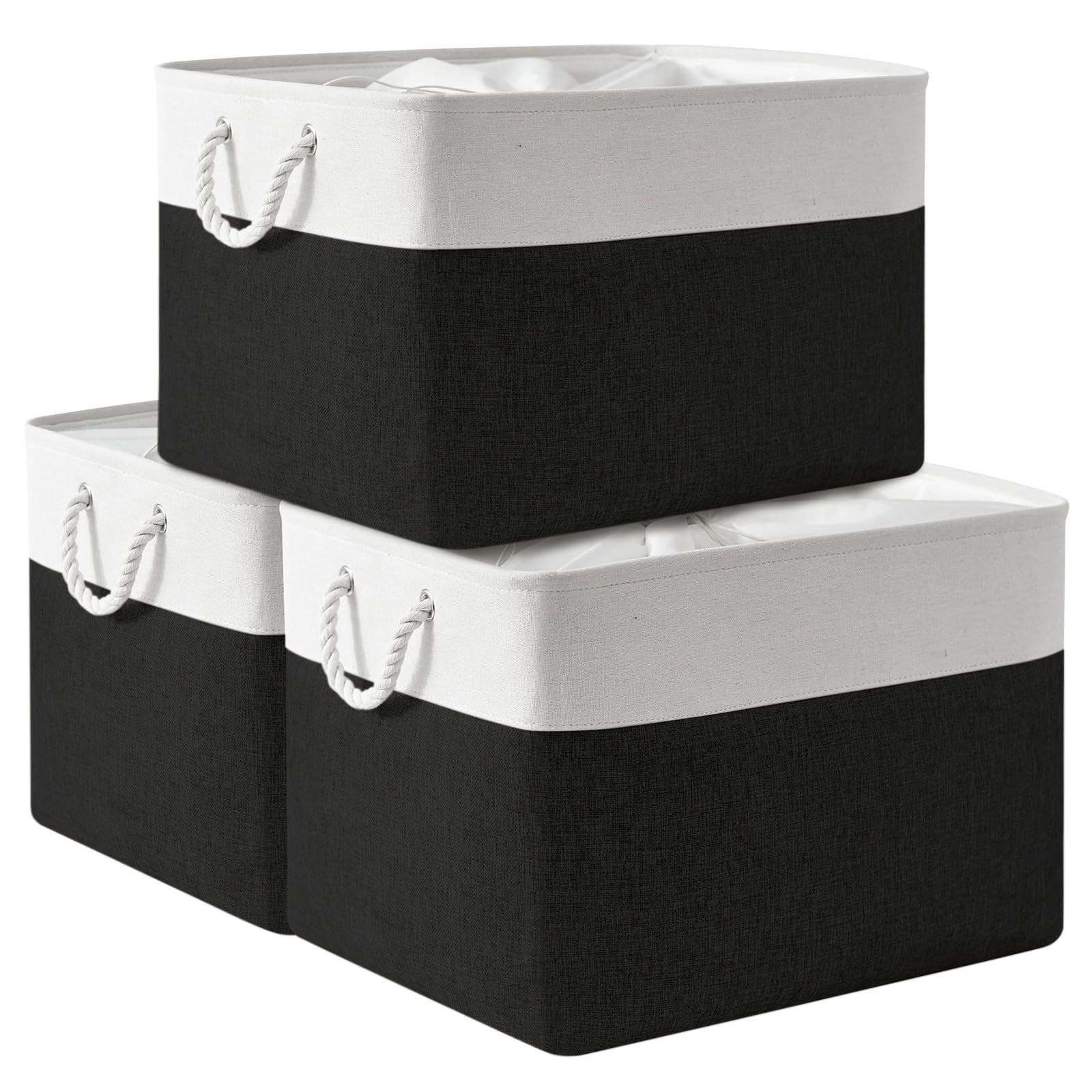 Thewarmhome Organization And Storage For Shelves - Extra Jumbo 3 Pack 20.5X15.7X13.8 Inch Fabric Storage Basket For Organizing,