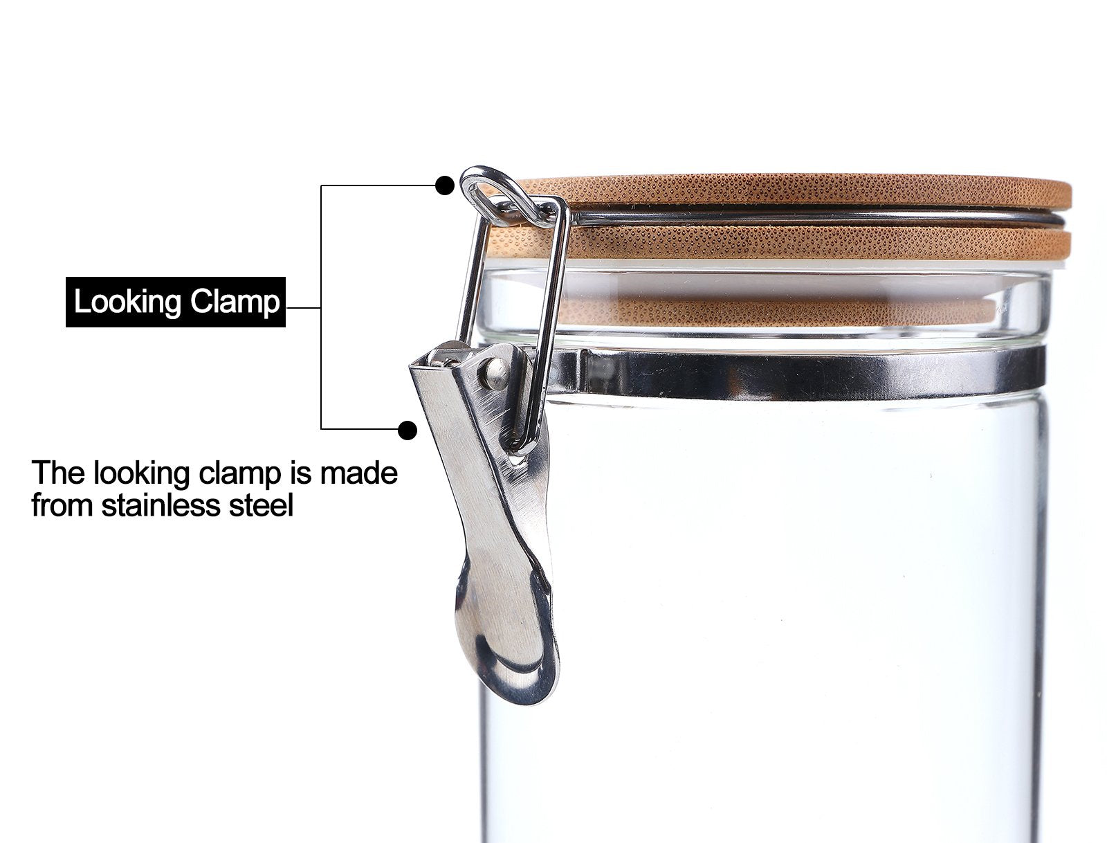 Kkc Home Accents Borosilicate Glass Jars With Airtight Lid,Sealed Jars Locking Clamp Lid, Airtight Glass Food Storage Container