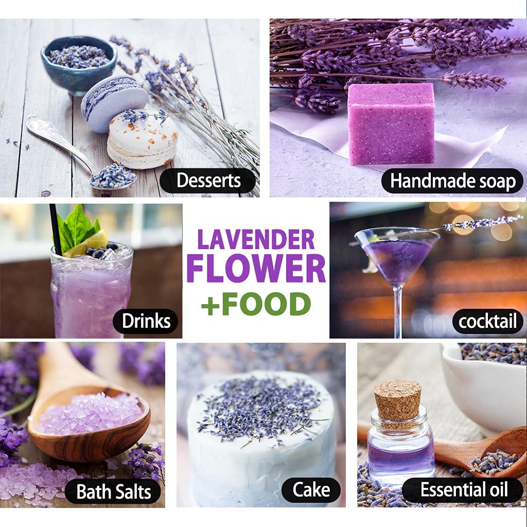 TIAN HU SHAN Dried Lavender Flower Buds  Culinary Food Grade for Baking  Fresh Fragrance  4 Ounce  Herbal Tea  Packing in Bulks