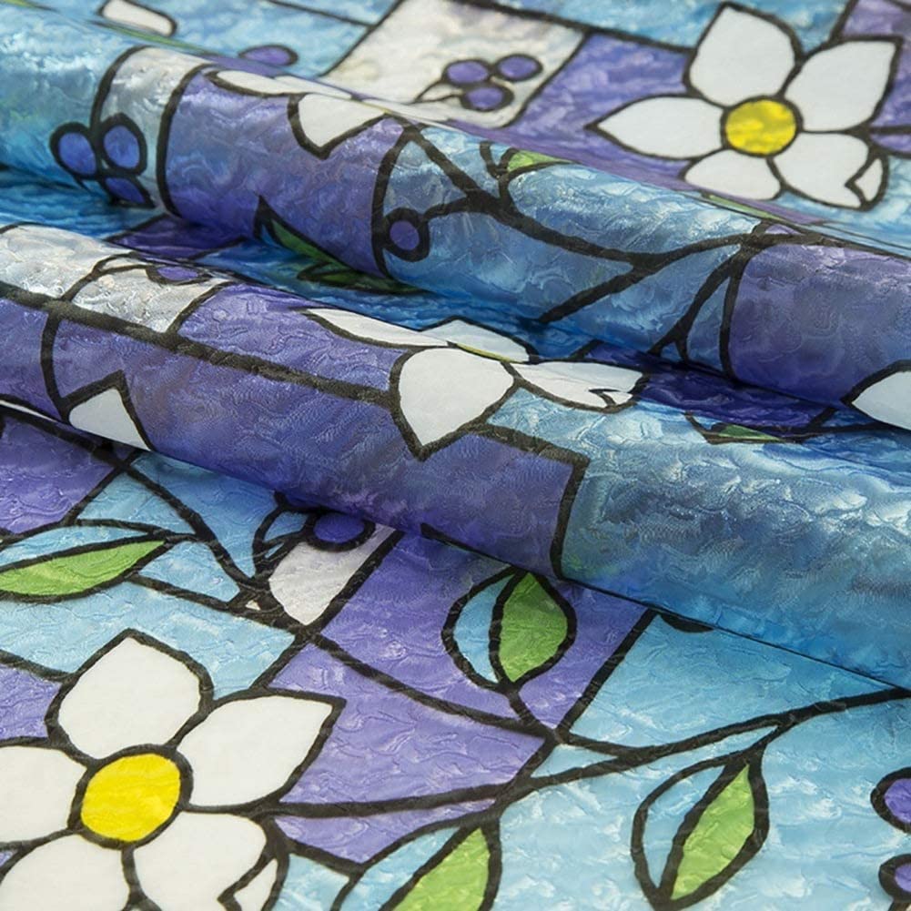 Mococo Sea Blue Privacy Window Film Frosting Film Window Sticker Frosted Vinyl Sheets For Front Door Bathroom Sidelight Small Wi