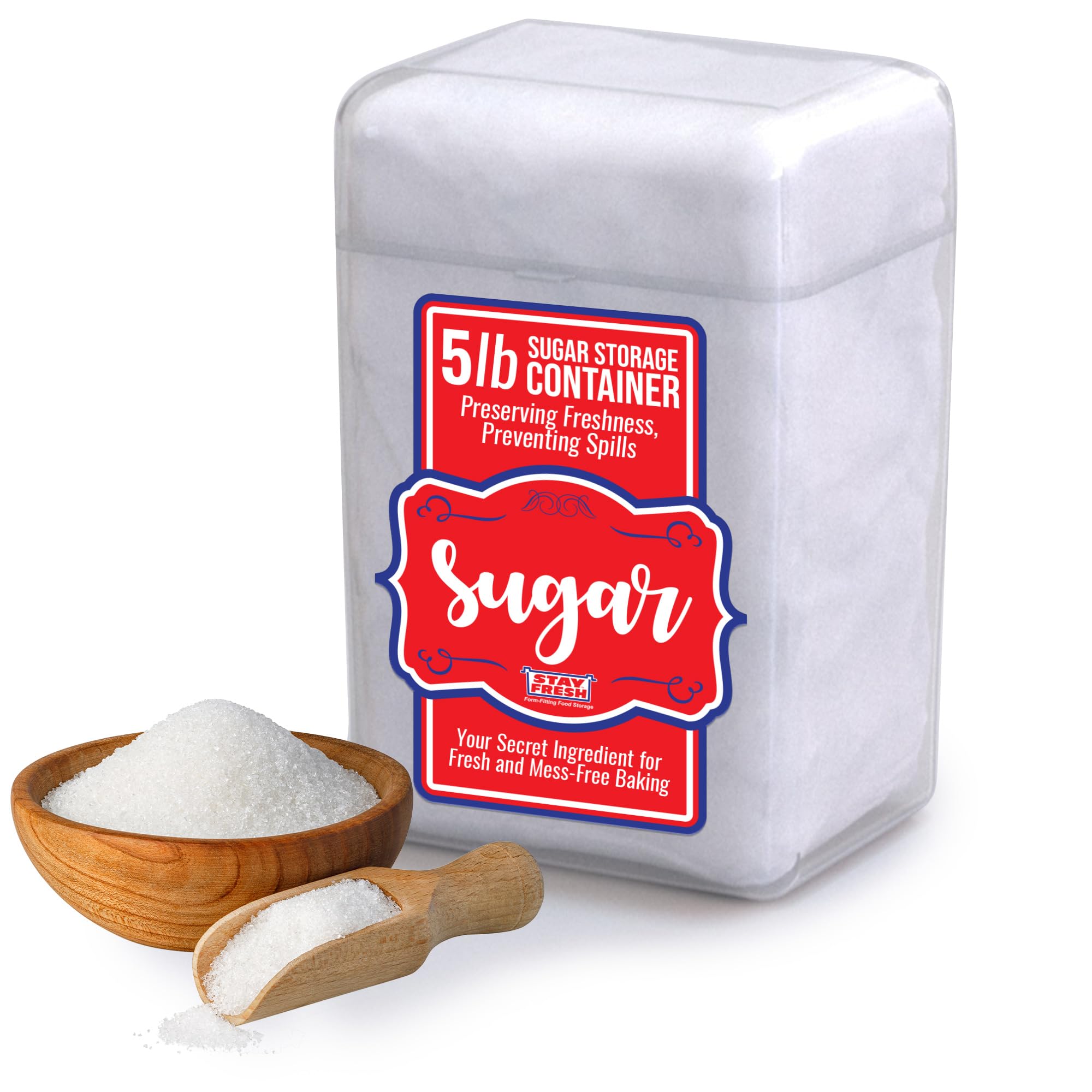 Stay Fresh Sugar Storage Container - Kitchen Discovery - Snap Close Sugar Canister Keeps Granules Fresh, Pourable And Spillproof