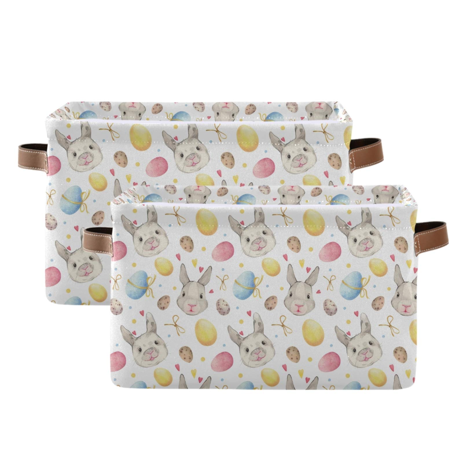 Senya Easter Storage Basket With Handles, Easter Eggs Rabbit Fabric Collapsible Storage Bins Organizer Bag For Storage 15 X 11 X