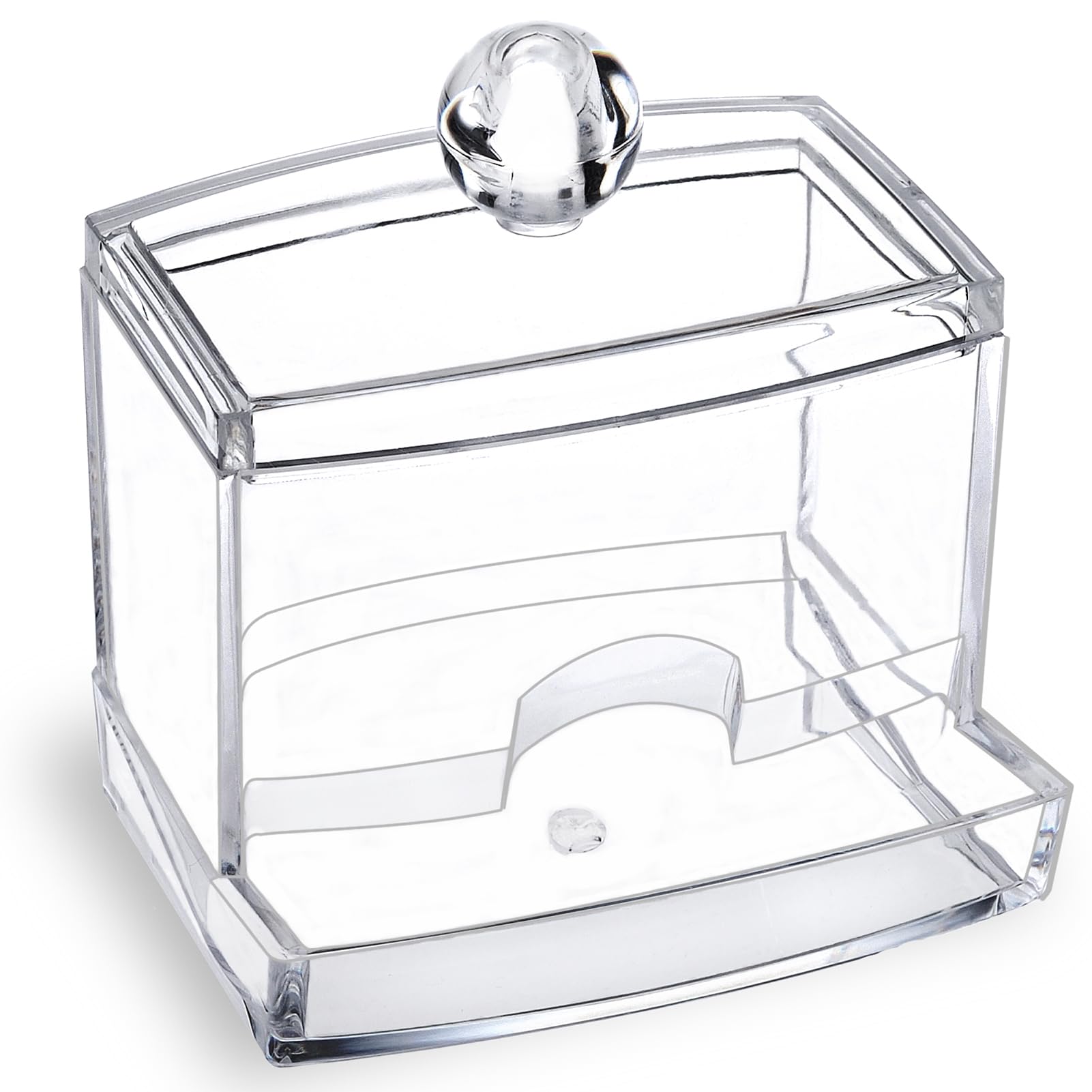 Mosiker Qtip Holder Dispenser For Bathroom,Small Acrylic Clear Cotton Swab Ball Toothpick Dustproof Organizer With Lid