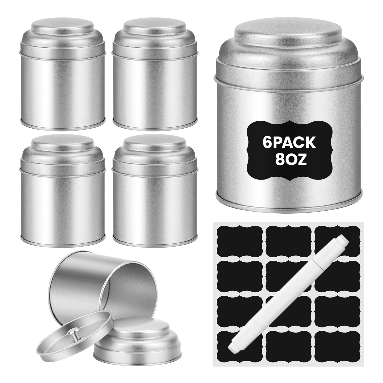 Tea Tin With Airtight Double Lids For Loose Leaf Tea Storage, 8 Oz Kitchen Small Tin Can And Tea Canister For Tea Coffee Sugar C