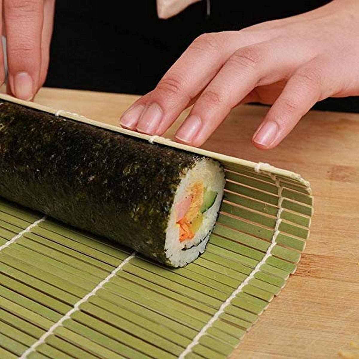 Japanbargain, Bamboo Sushi Mat Sushi Roller Bamboo Sushi Rolling Mat Maker 9.5 Inch Square
