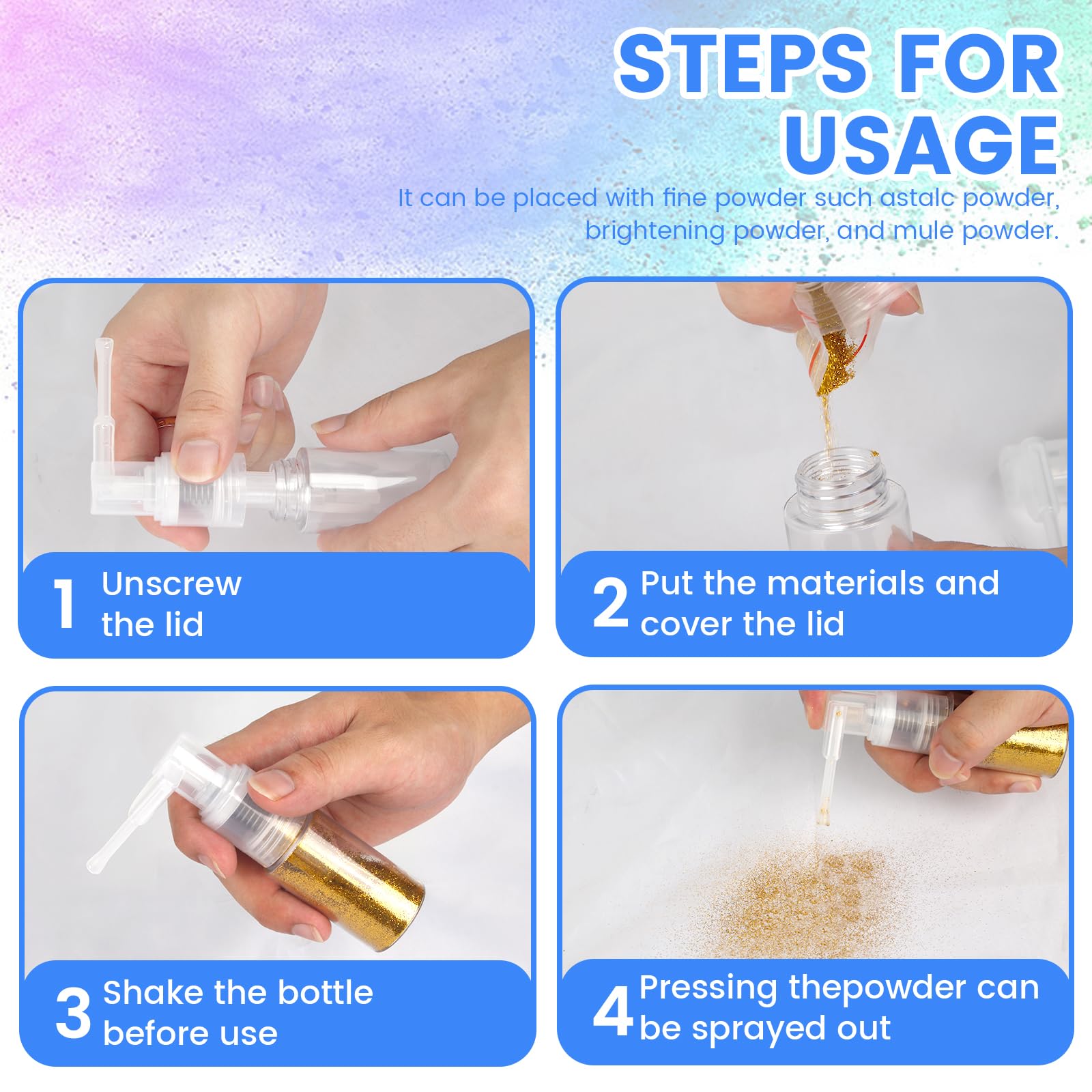 2 Pcs Glitter Duster Sprayer, 35Ml Powder Spray Bottle, Glitter Spray Pump For Craft,Cakes,Cloth, Dry Powder Spray Bottle Empty
