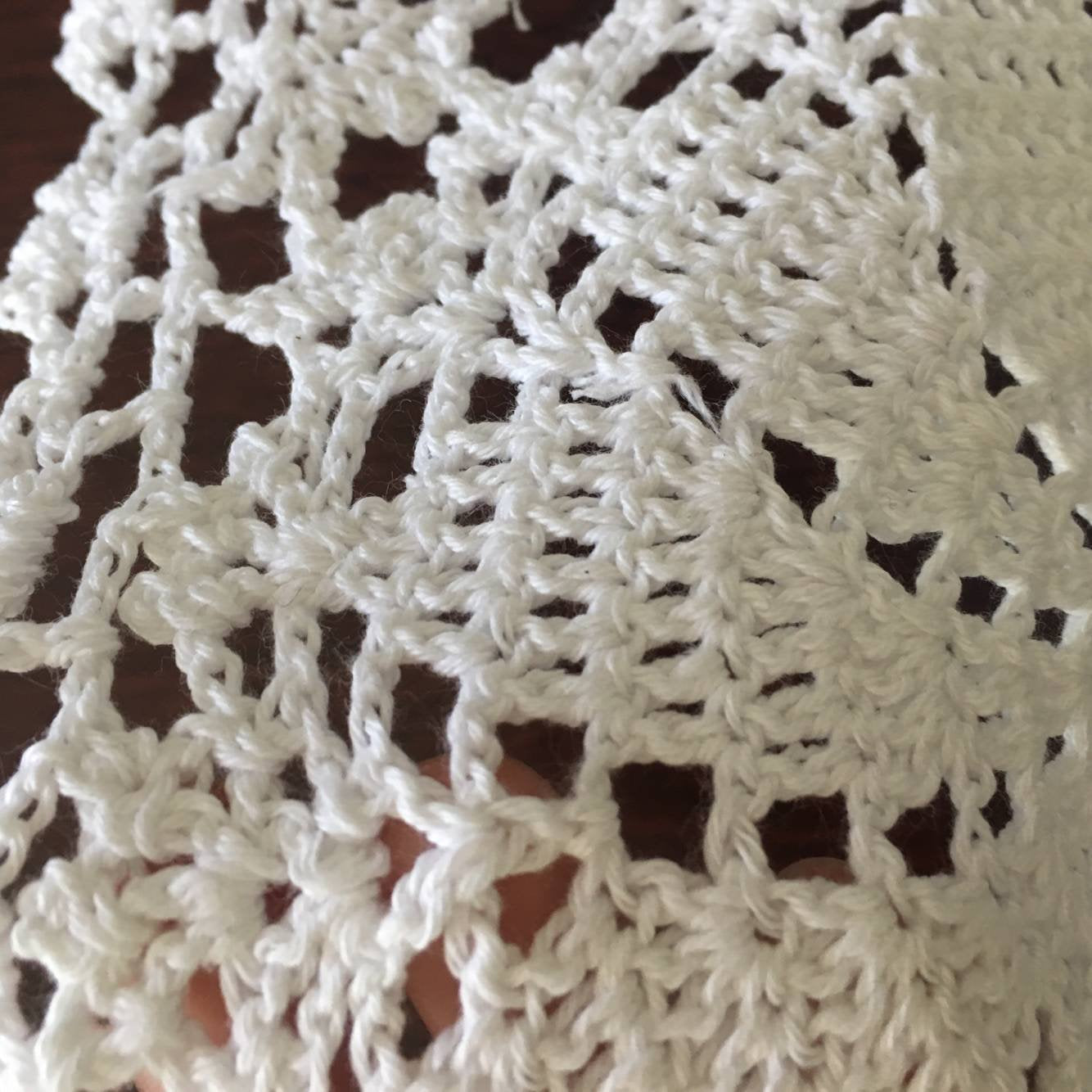 Ustide 2Pcs 100% Cotton Crochet Lace Rectangular Table Runner Ecru Dresser Scarf Doilies White 11 Inch X23 Inch