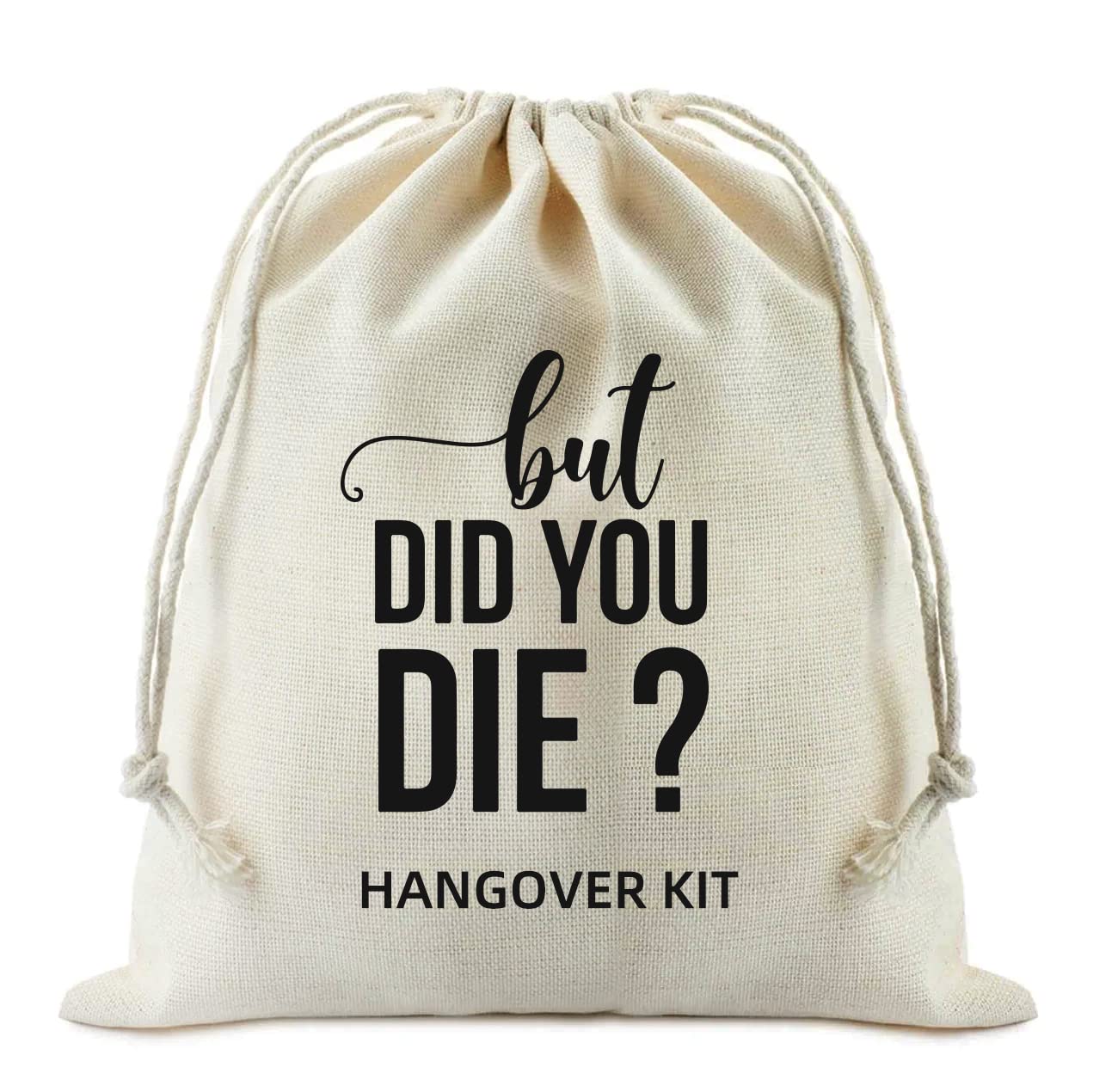 Xikainuo Set Of 10 Funny Hangover Cotton Muslin Drawstring Kit Bags - But Did You Die, Bachelorette Hangover Survival Kit Engage