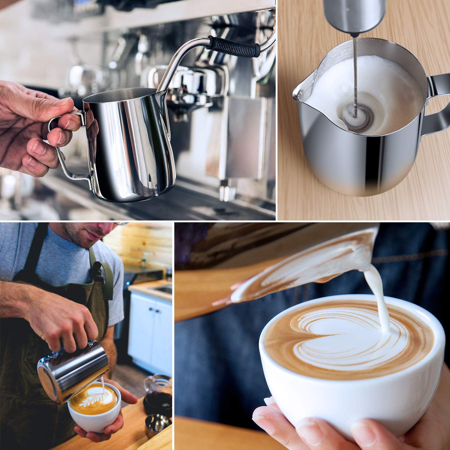 Milk Frothing Pitcher, 20Oz Steaming Pitcher Stainless Steel Espresso Machine Accessories For Coffee Bar, Cappuccino Barista Too
